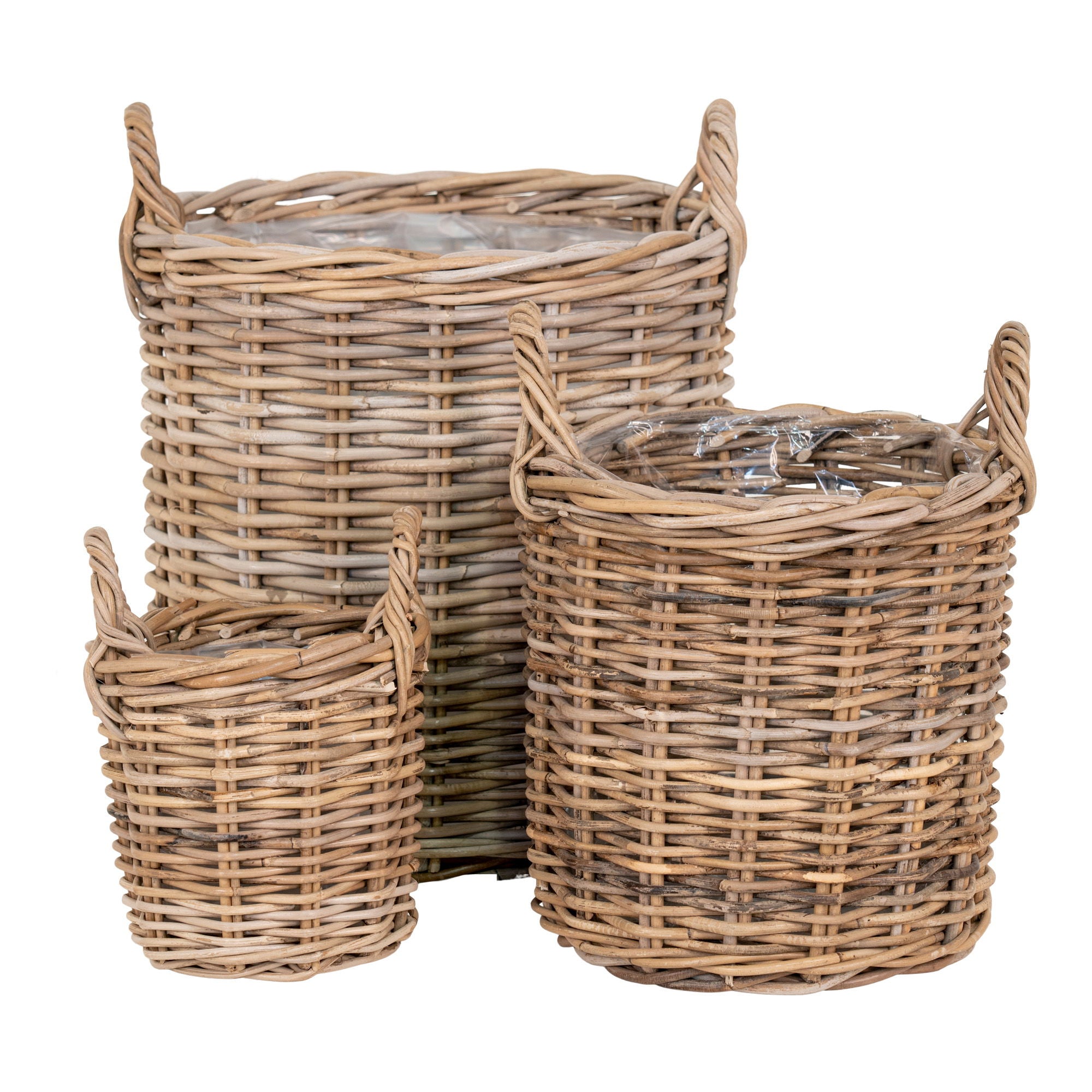 Sema Baskets - 3 Round Baskets in Kubu w. Plastic inside