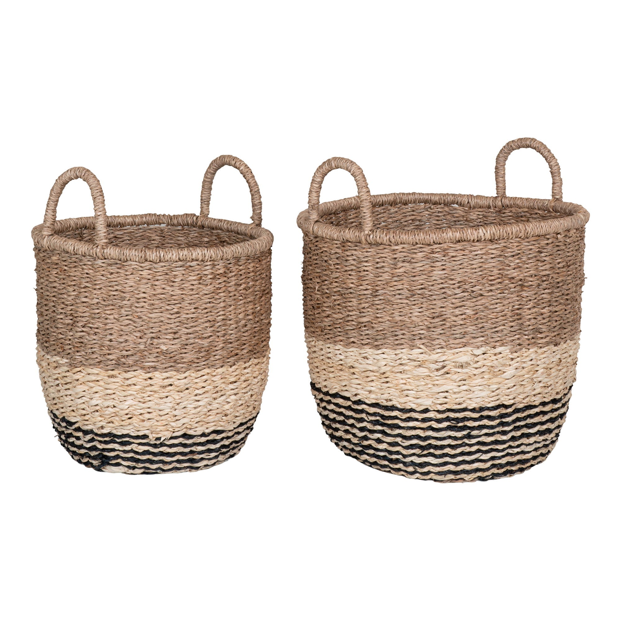 Lima Basket - Basket in seagrass, nature/brown/black, set of 2