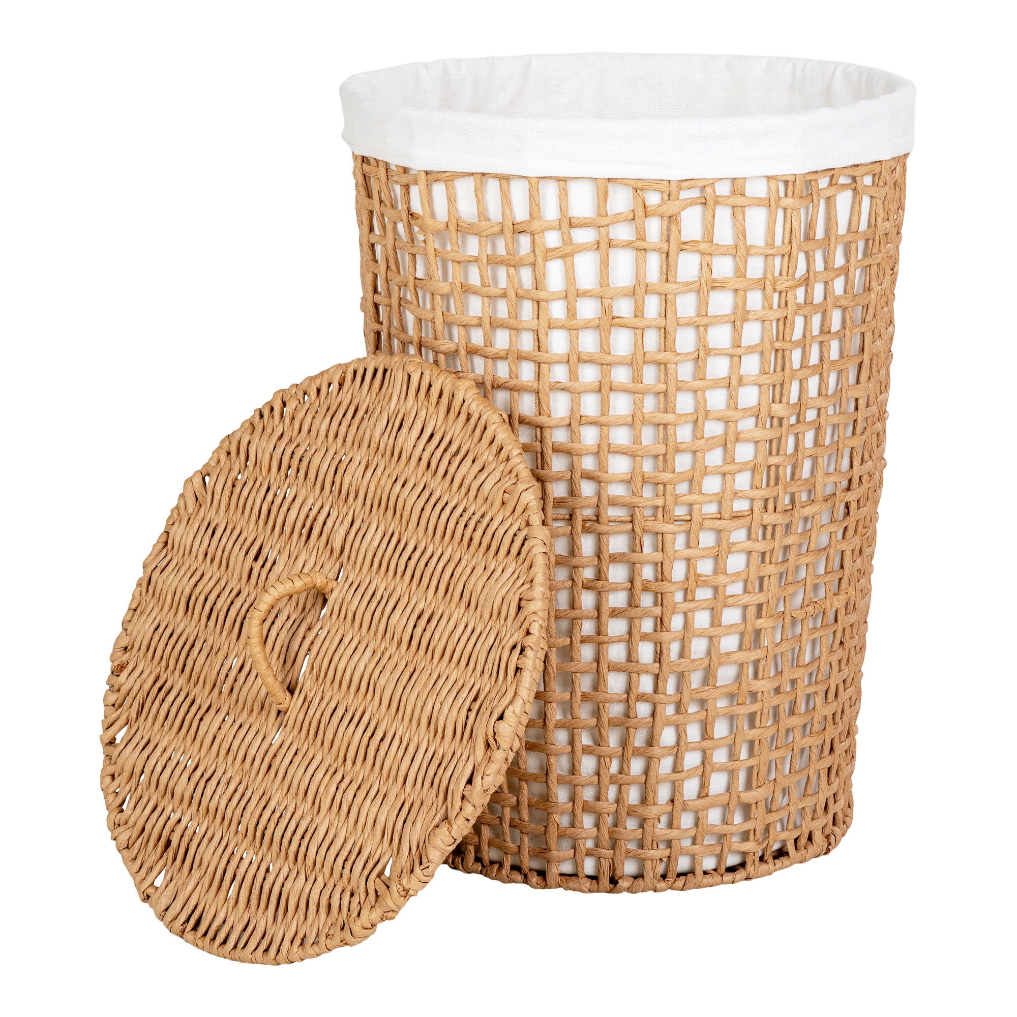 Pomal Laundry Basket - Laundry Basket, paper, light brown/white, ø42x56 cm