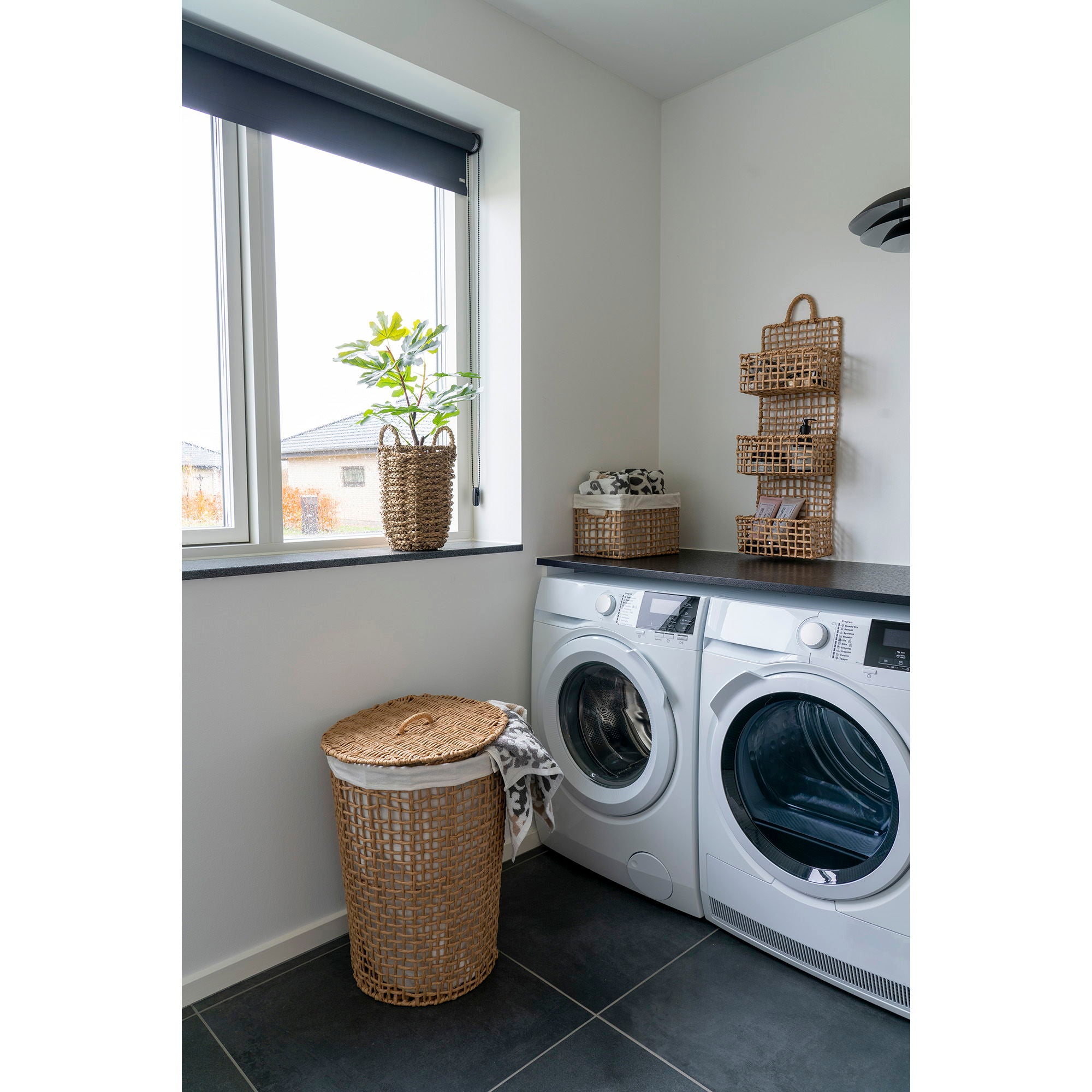 Pomal Laundry Basket - Laundry Basket, paper, light brown/white, ø42x56 cm