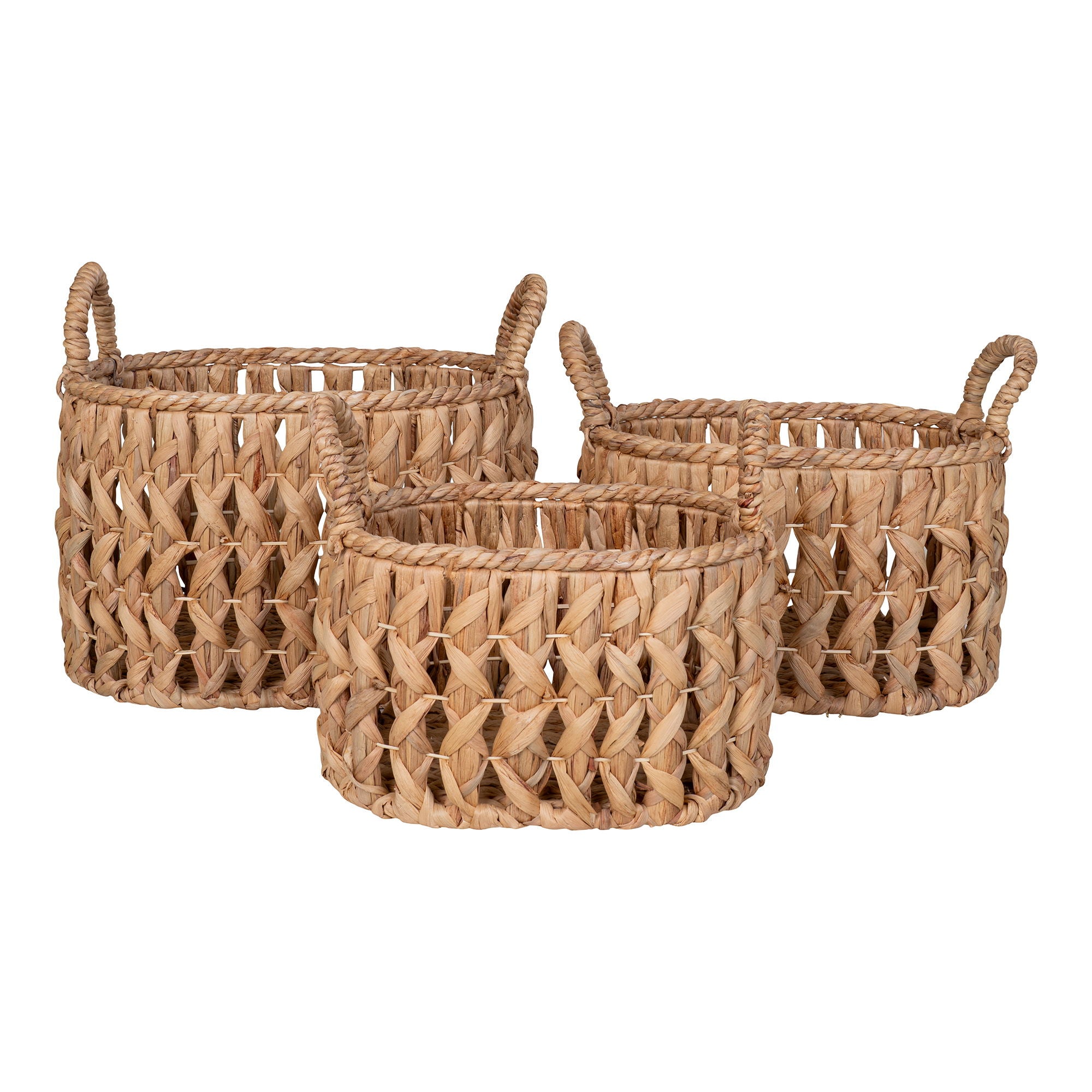 Balerma Basket - Basket with handles, water hyacinth, natural, set of 3
