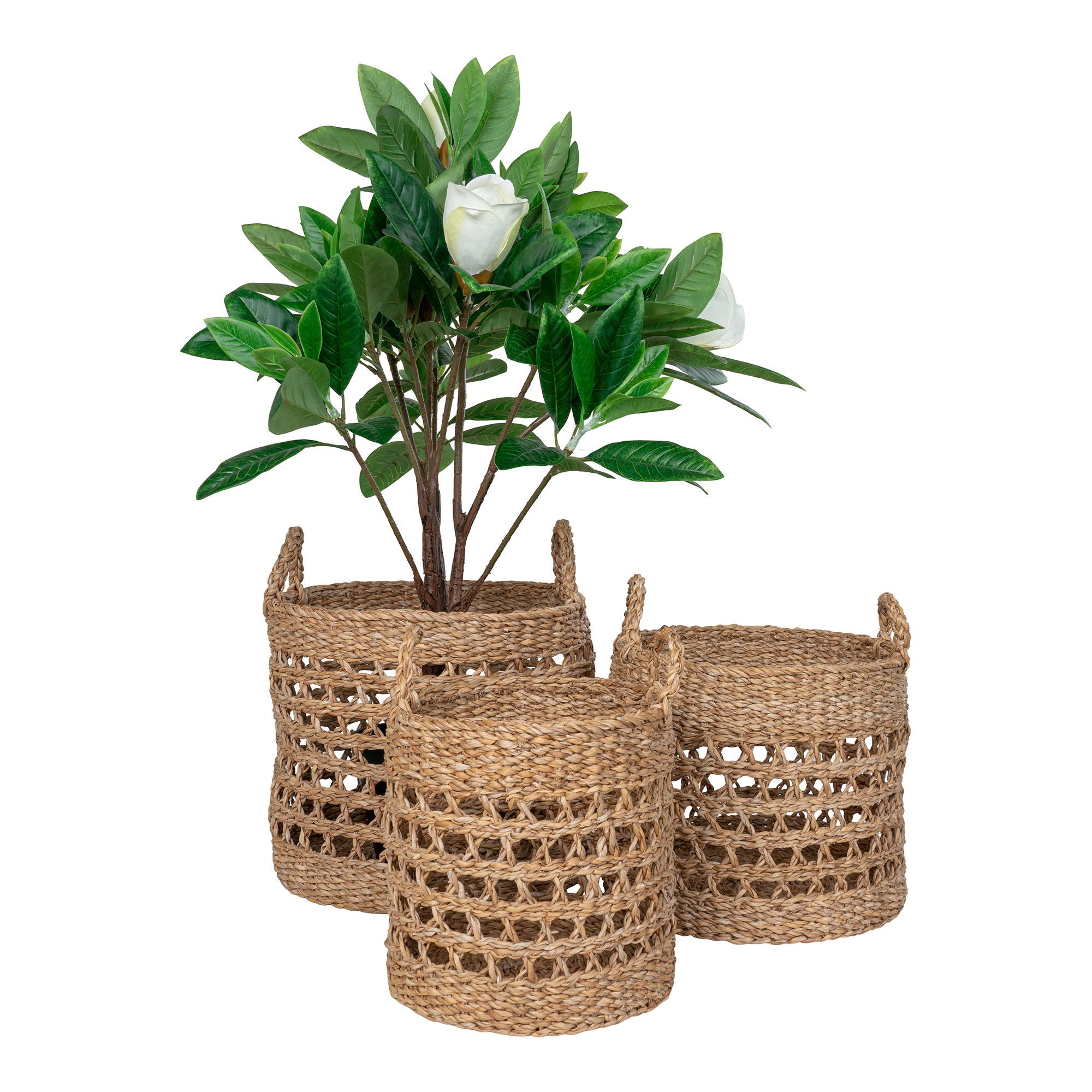 Balok Basket - Basket, seagrass, natural/black, set of 3
