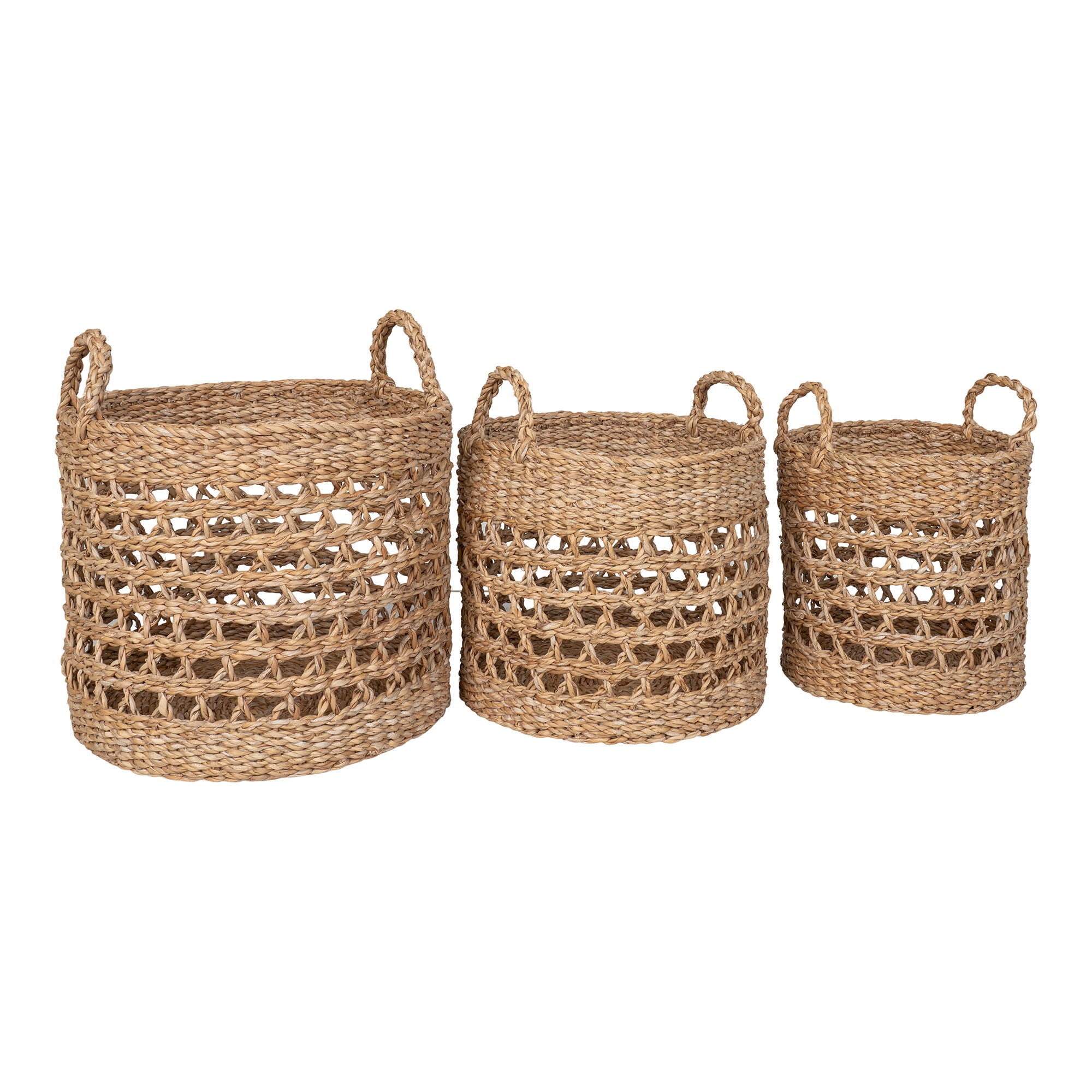 Balok Basket - Basket, seagrass, natural/black, set of 3
