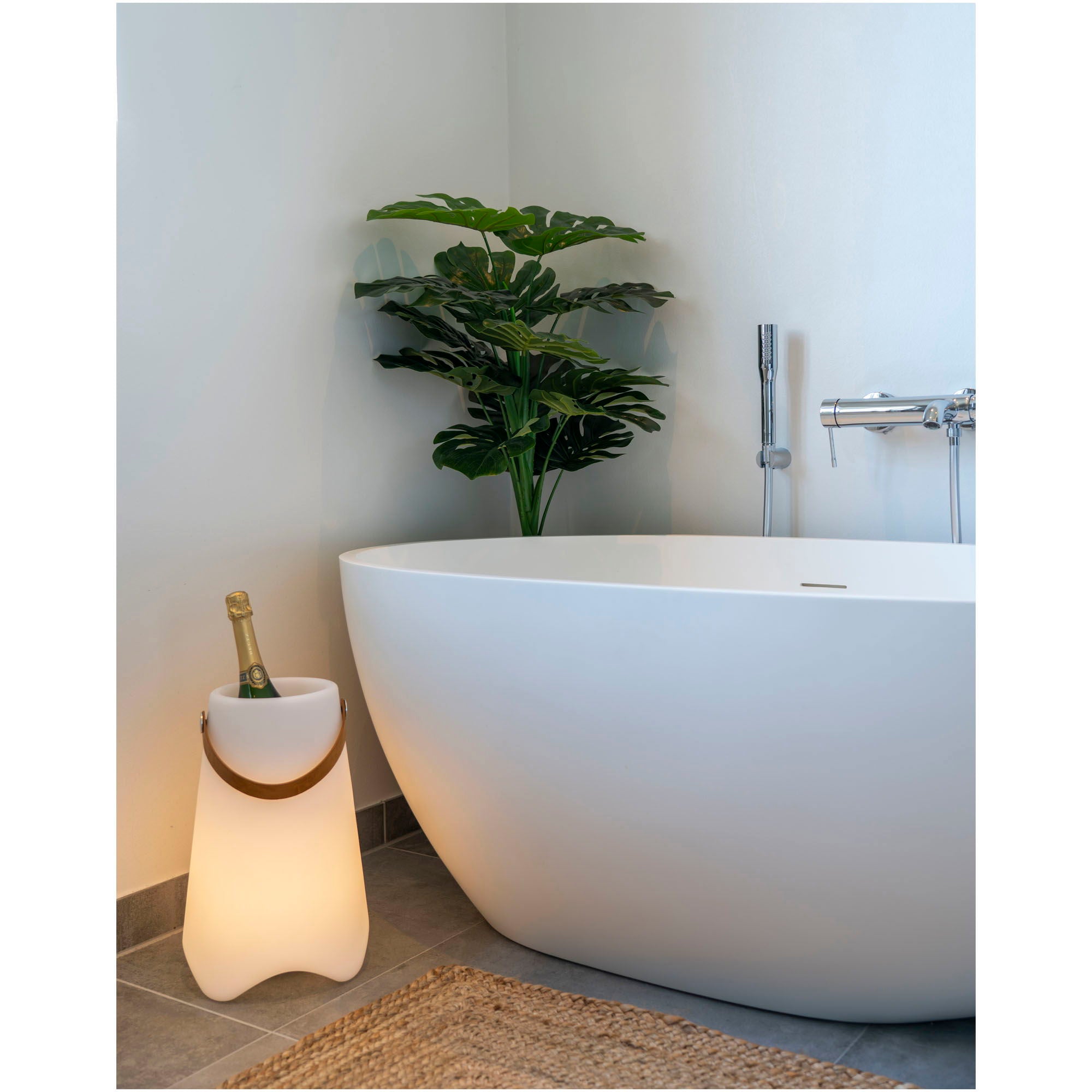 Bristol LED Wine cooler - Wine cooler with strap, white, rechargeable