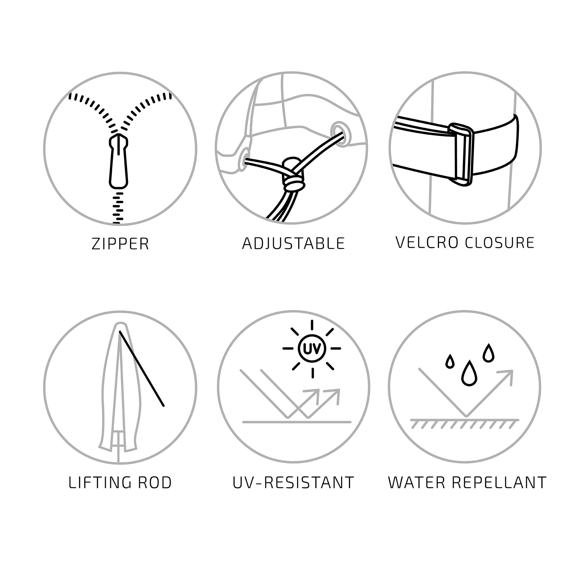 Luxury Cover - Luxury cover for hanging parasol, 210g/m2 600D polyester PU coated, water repellant, black