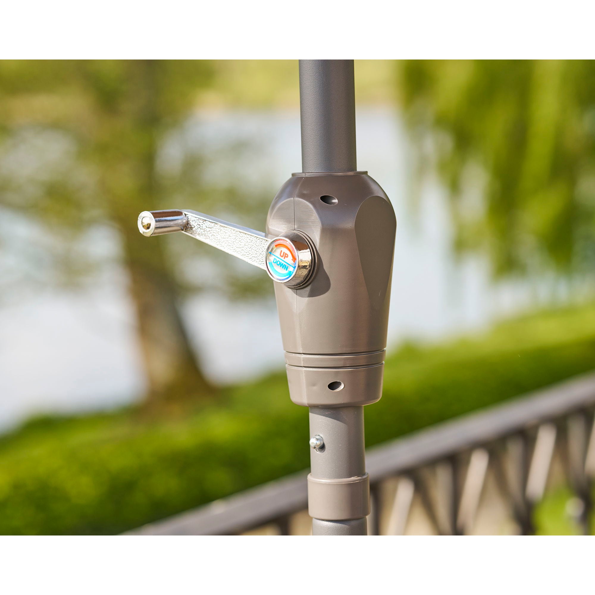 Houston Parasol - Parasol with crank and tilt, metal pole, sand, ø300 cm