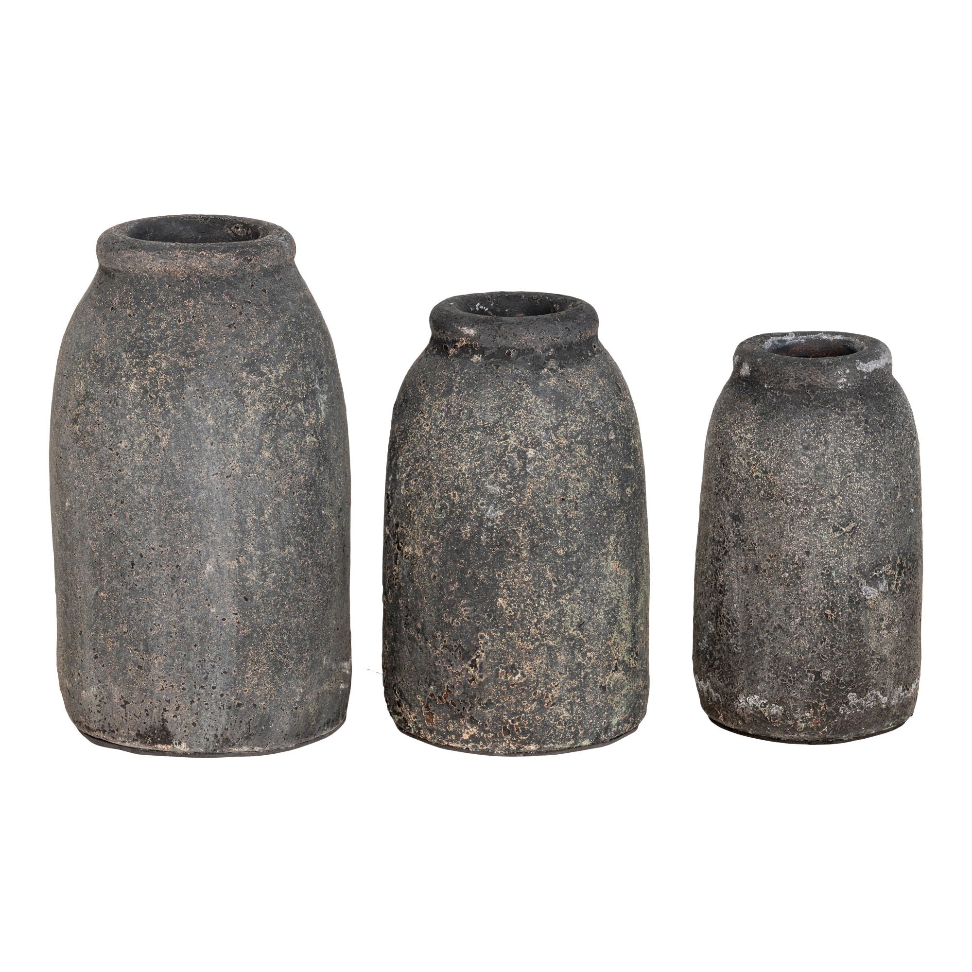 Velas Terracotta Decoration Vases - 3 vases in Antique Dark Grey