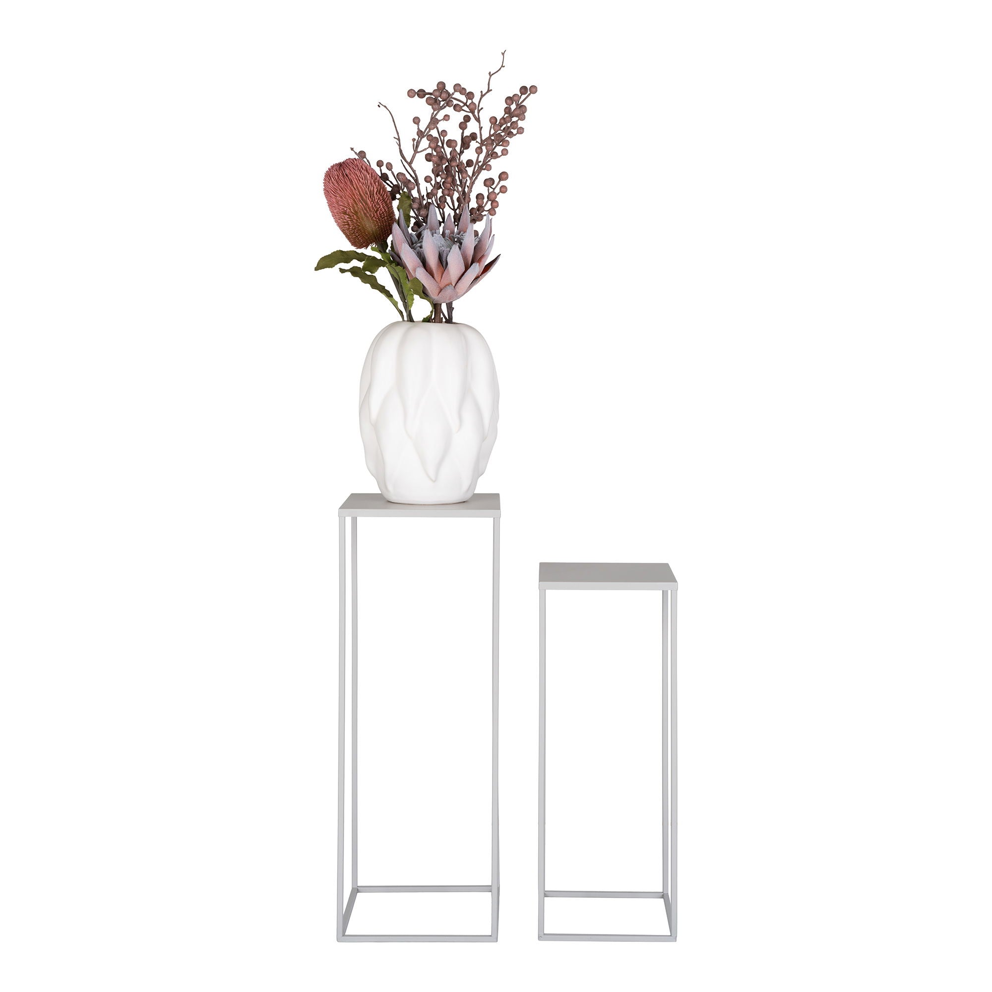 Beja Flower Stand - Flower Stand, steel, cool gray, set of 2