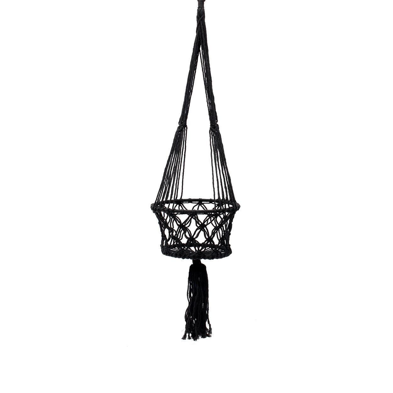 Le Support à Plantes en Macramé - Noir - L
