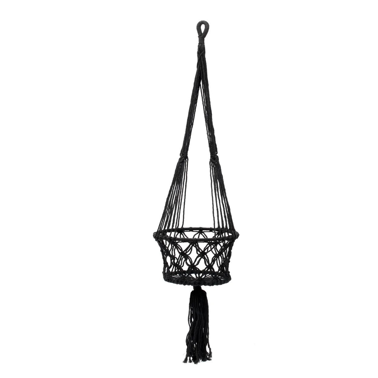 Le Support à Plantes en Macramé - Noir - L