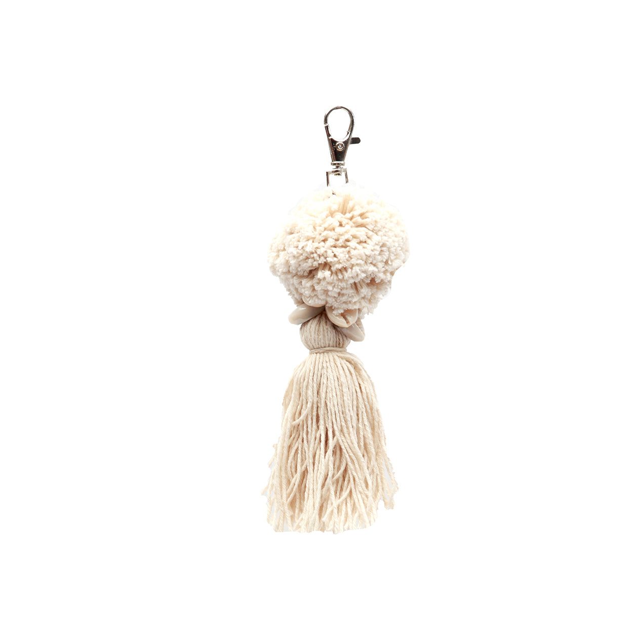 De Pompom Sleutelhanger - Wit