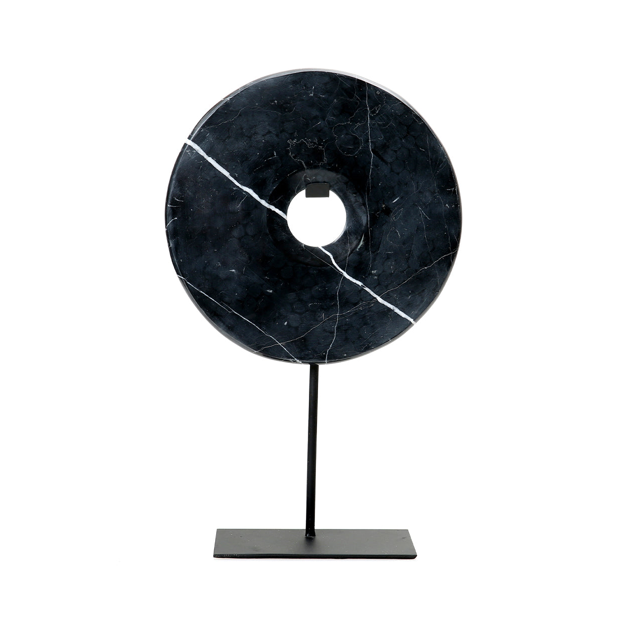 De Marmeren Disc op Stand - Zwart - L