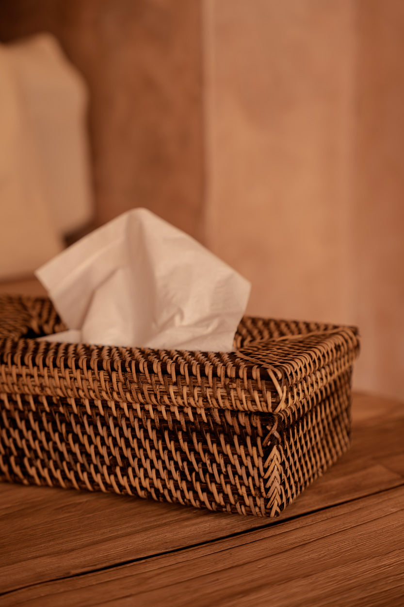 The Rattan Classic Tissue Box - Natural Brown
