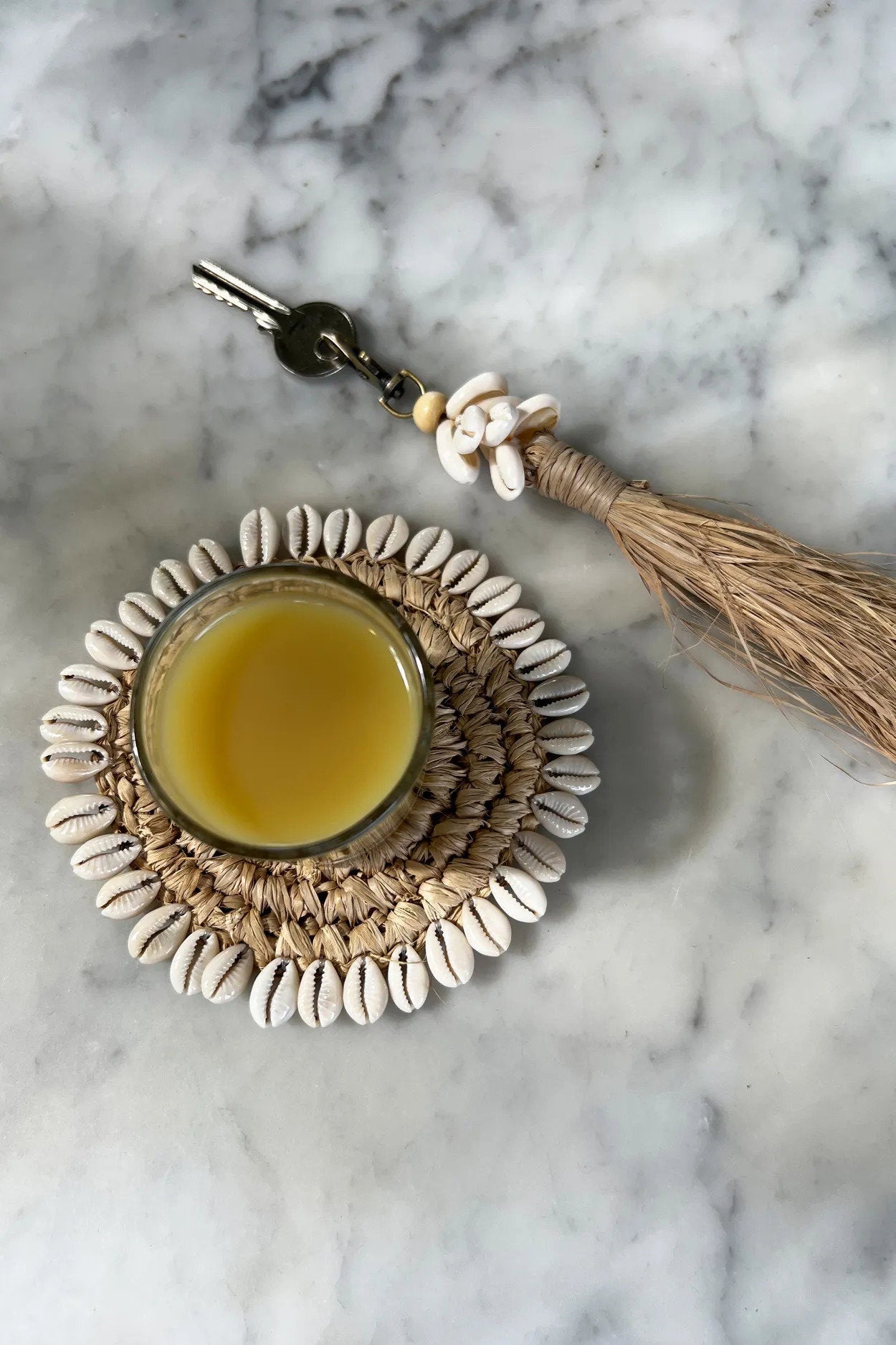 De Raffia Shell Onderzetter - Naturel