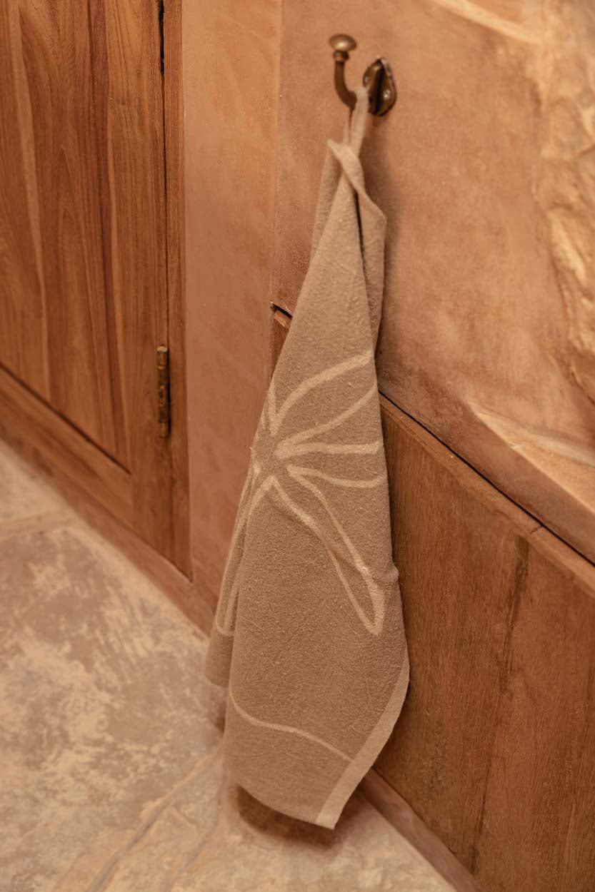 De Linen Palm Tree Keukendoek - Natural White - 50x70