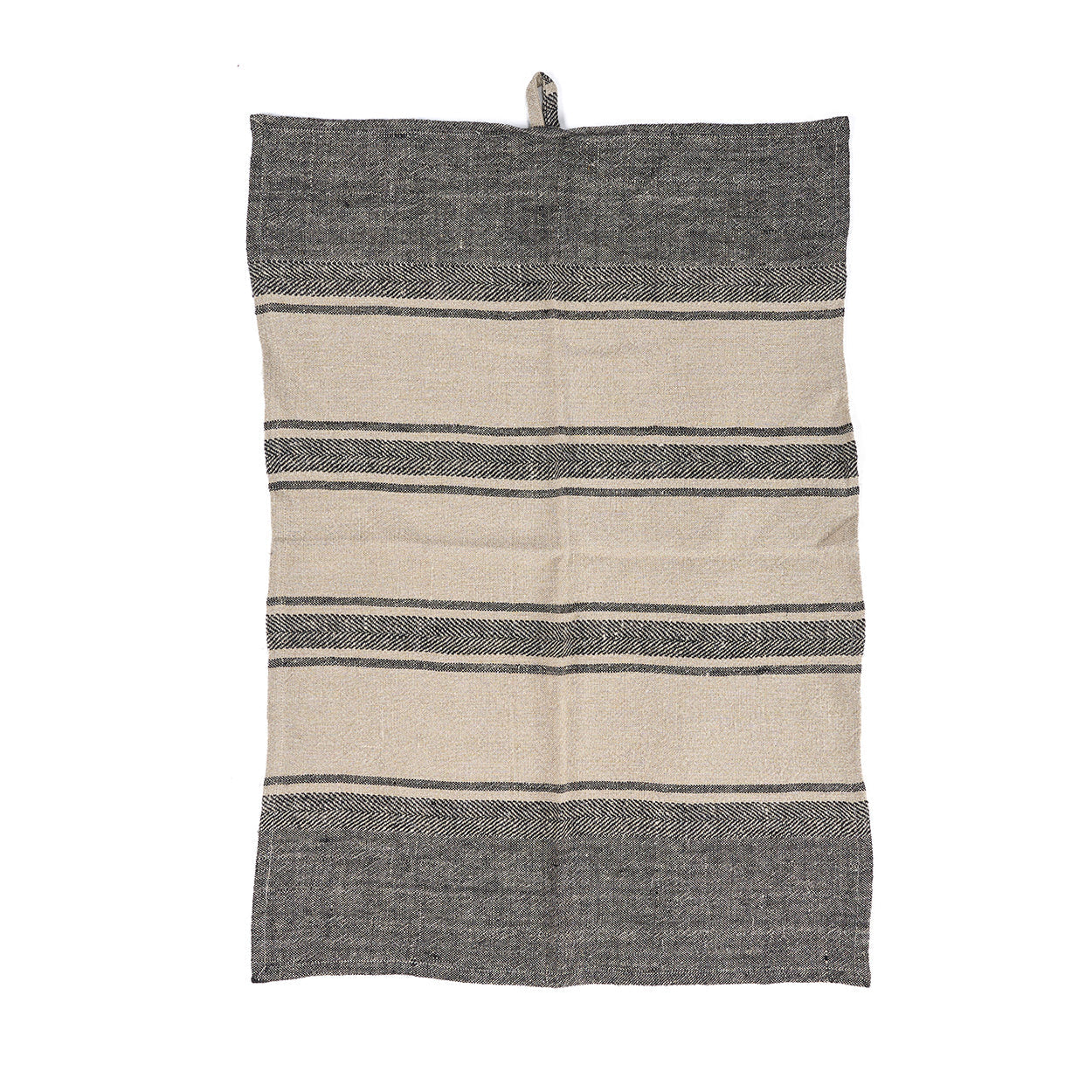 De Linen Dash Keukendoek - Natural Black - 50x70