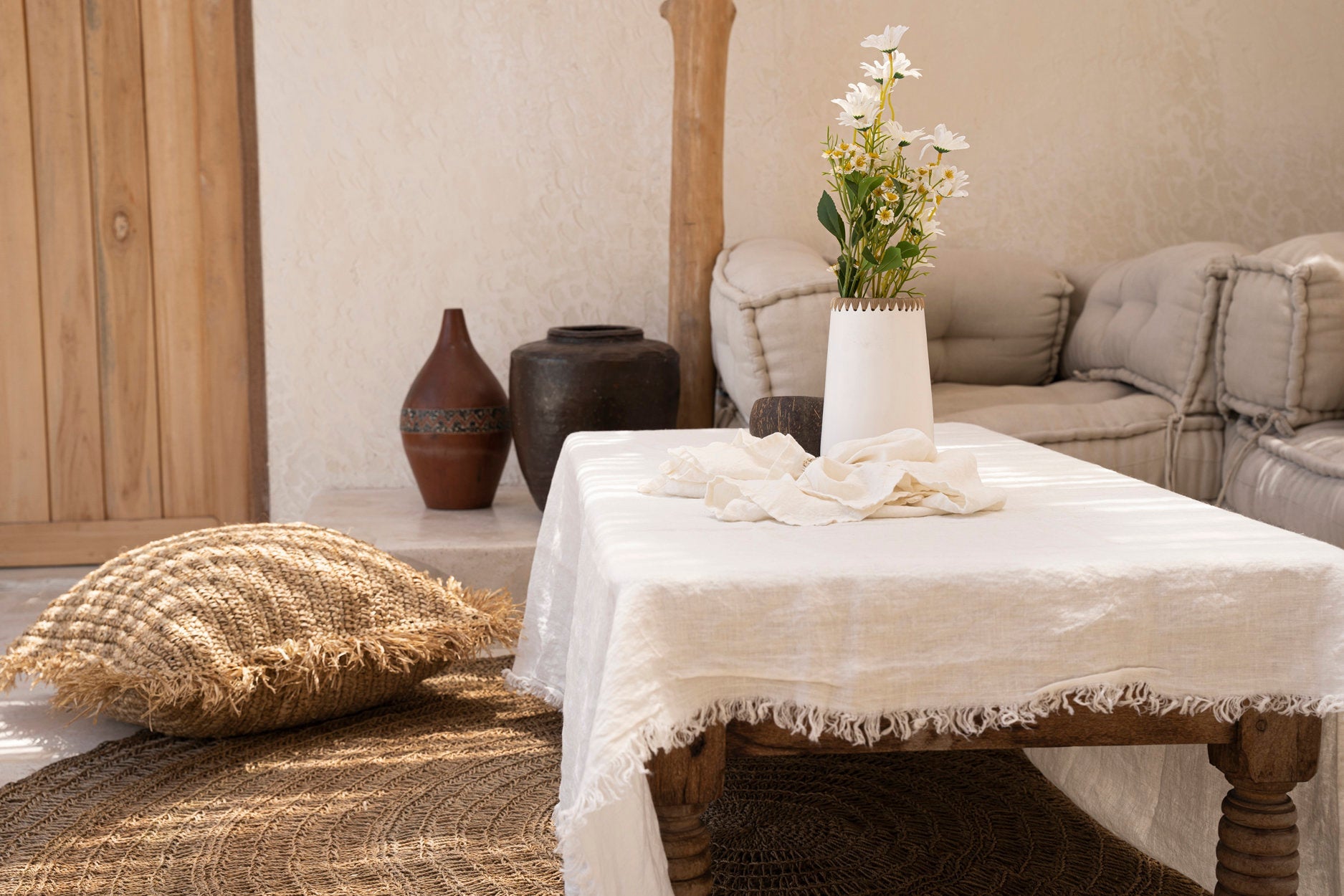 La Nappe en Lin - Blanc - 150x150