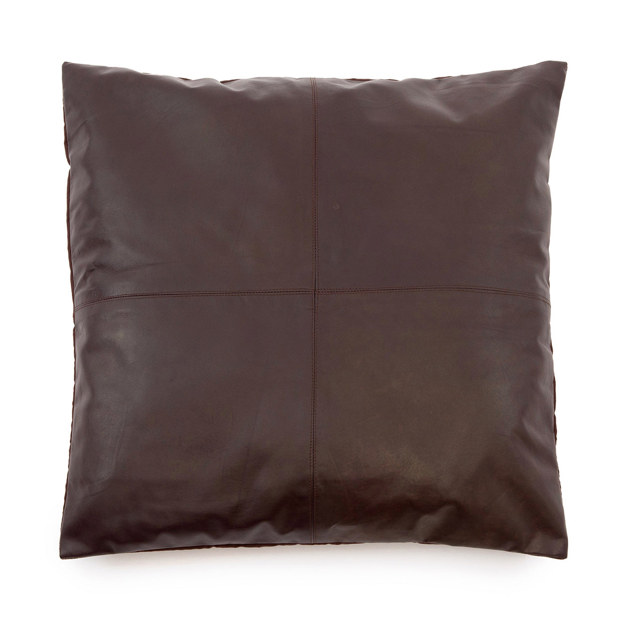 Housse de Coussin en Cuir à Quatre Panneaux - Chocolat - 60x60