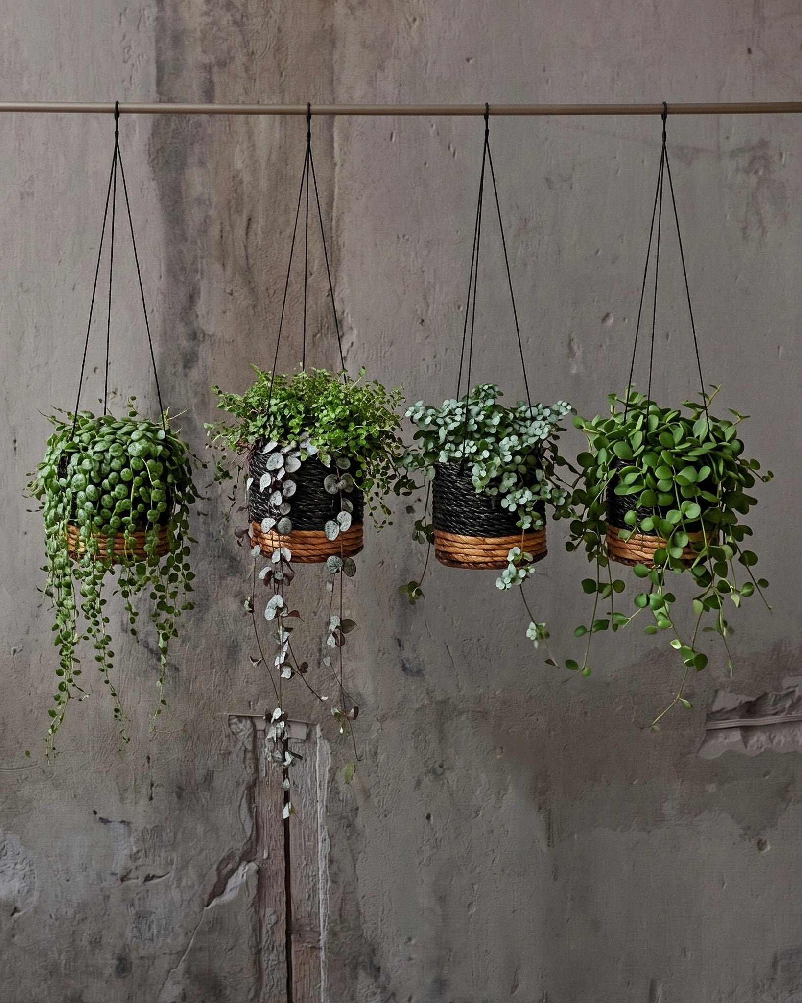 Suspension pour Plantes Feuille de Bananier - Noir Naturel