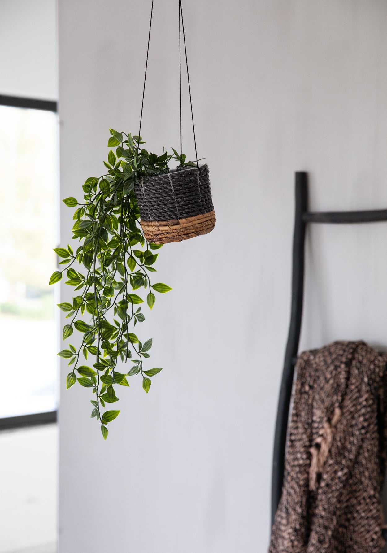 Suspension pour Plantes Feuille de Bananier - Noir Naturel