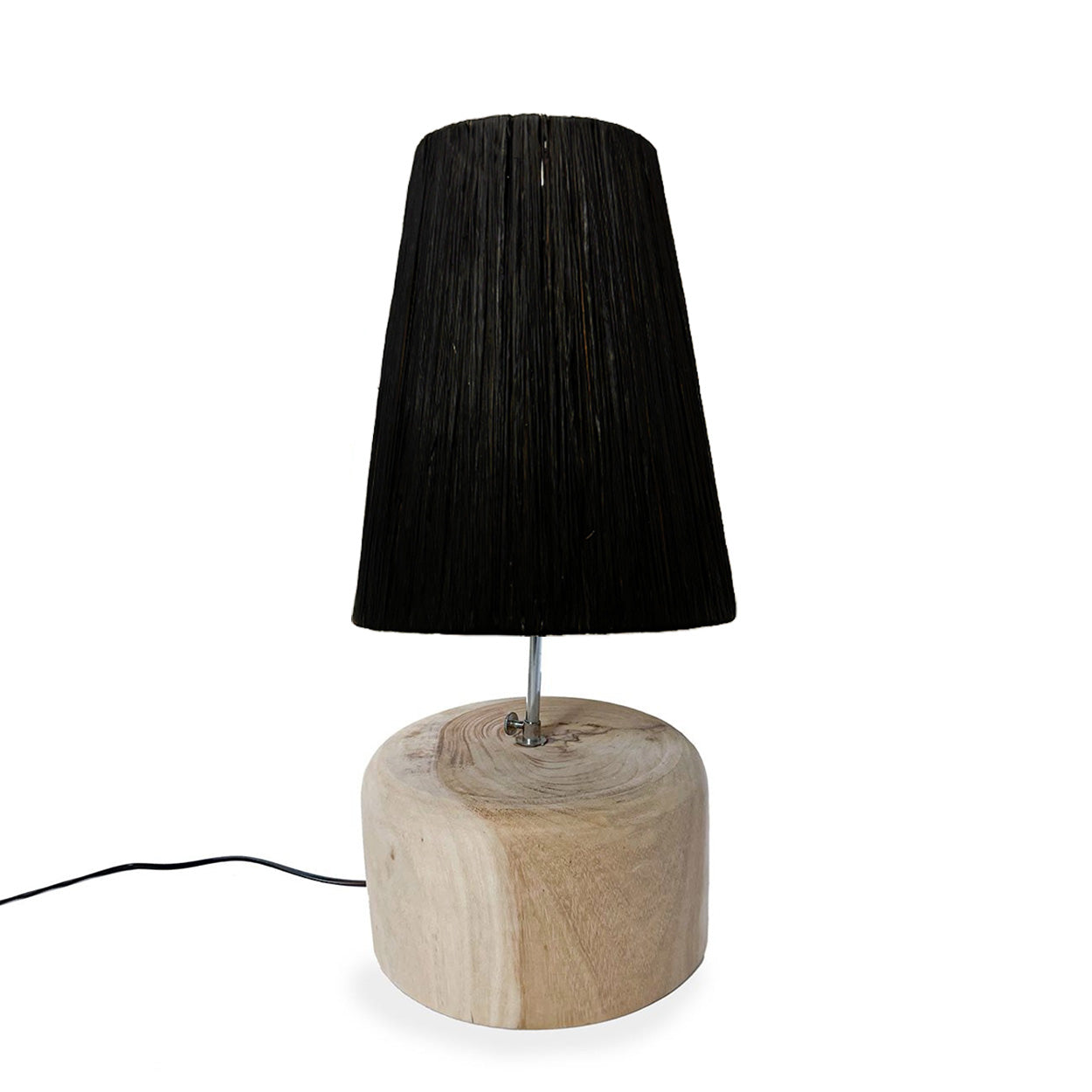 The Raffia Teak Wood Table Lamp - Natural Black