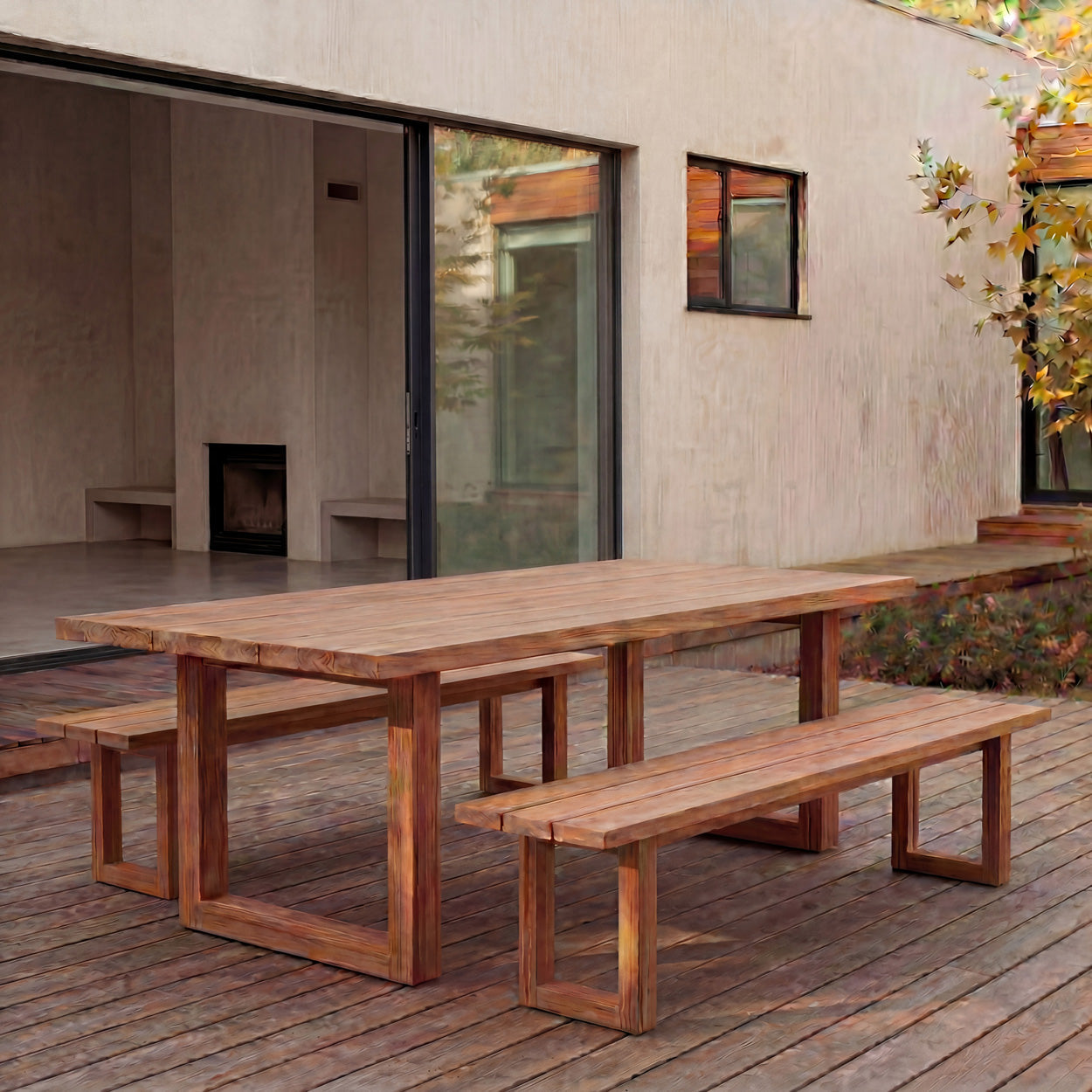 Square leg bench - Natural - 220