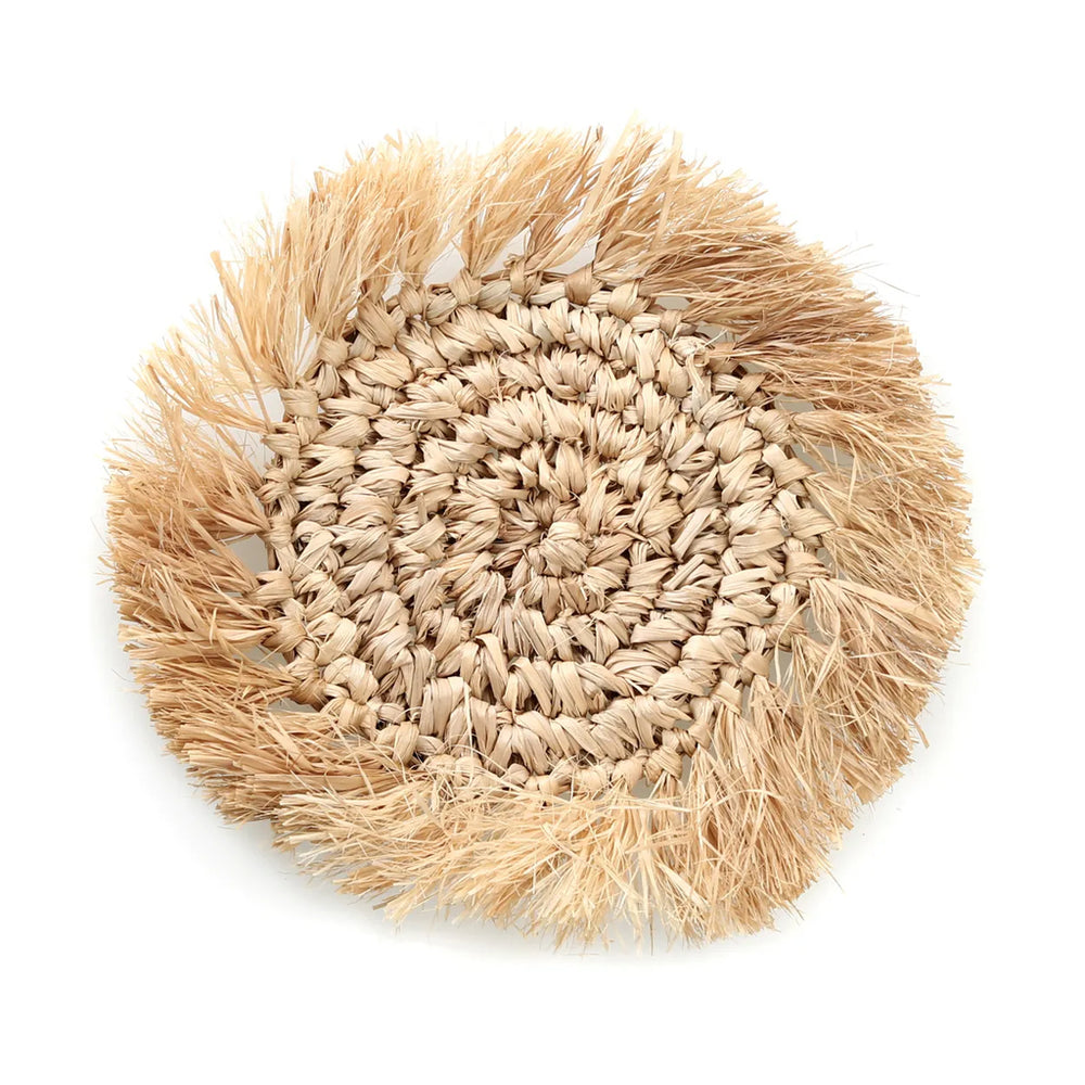 De Fringe Raffia Onderzetter - Naturel Bazar Bizar