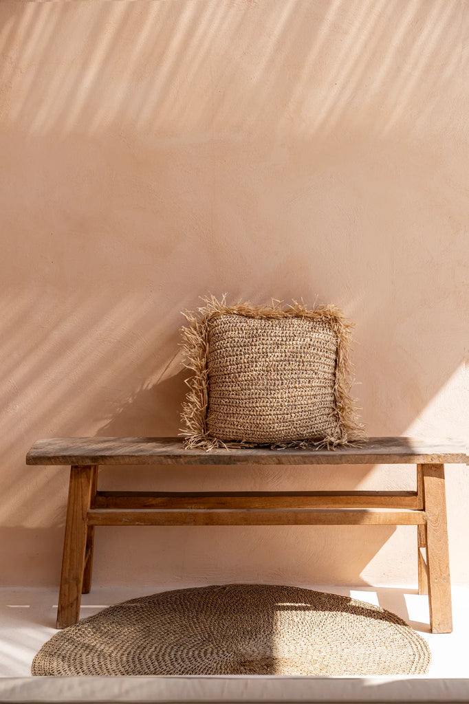 De Raffia Kussenhoes - Vierkant - Naturel - 60x60
