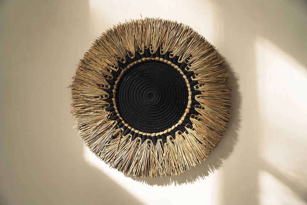 De Raffia Macramé Muur Deco - Naturel Zwart