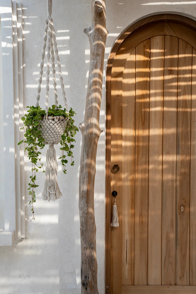 Le Crochet pour Plantes en Macramé Torsadé - Blanc Naturel - S