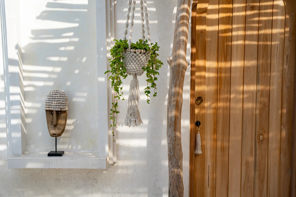 Le Crochet pour Plantes en Macramé Torsadé - Blanc Naturel - S