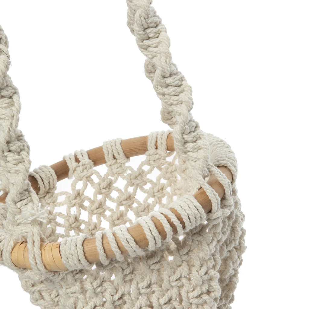 Le Crochet pour Plantes en Macramé Torsadé - Blanc Naturel - S