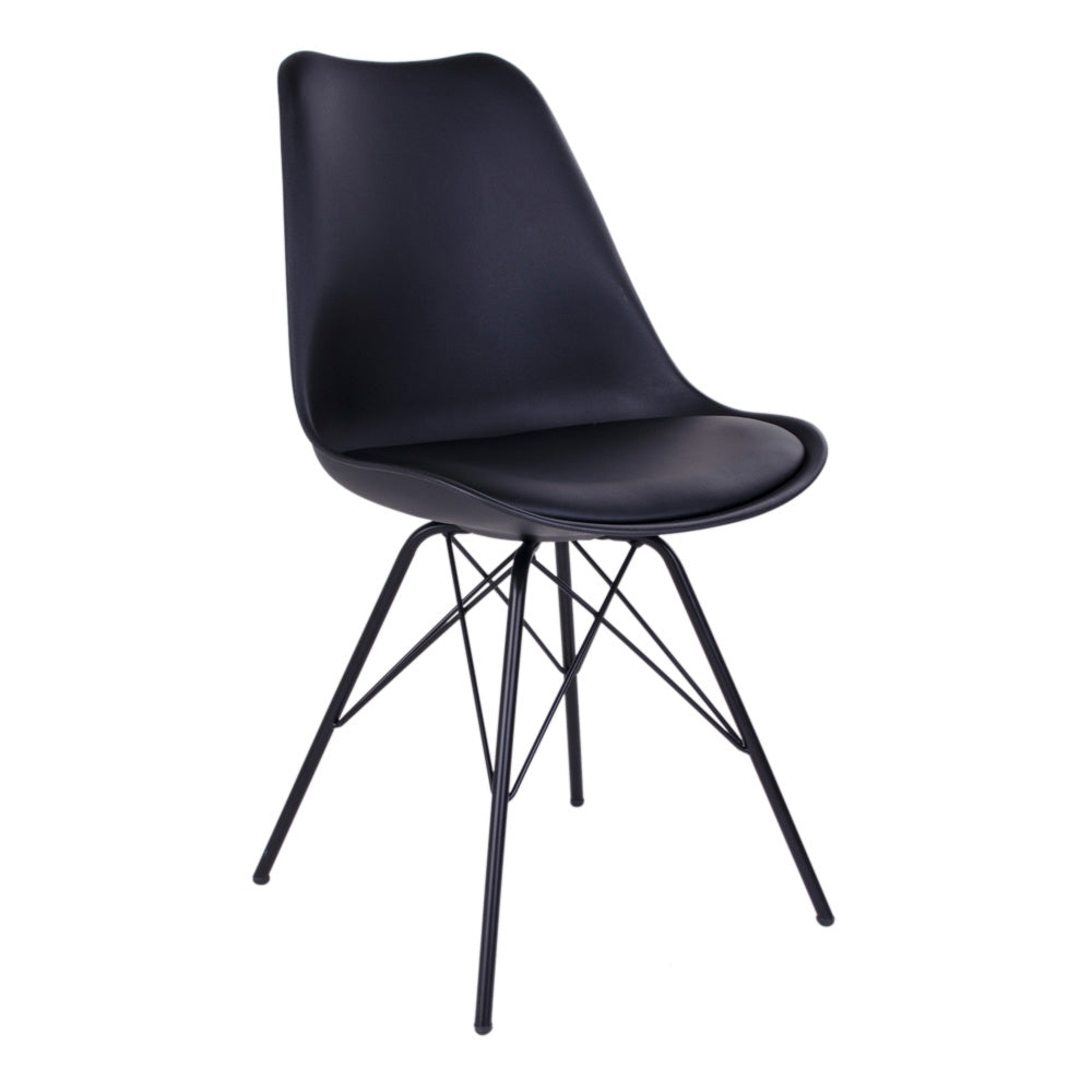 Oslo Dining Chair - Chair in black with black legs (set of 2)