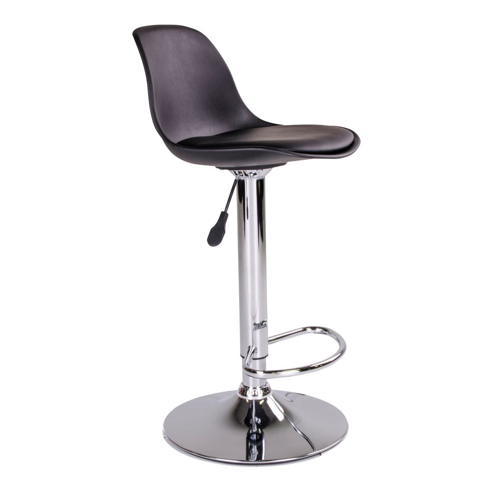 Trondheim Bar Chair - Bar chair in black with chrome legs (set of 2)