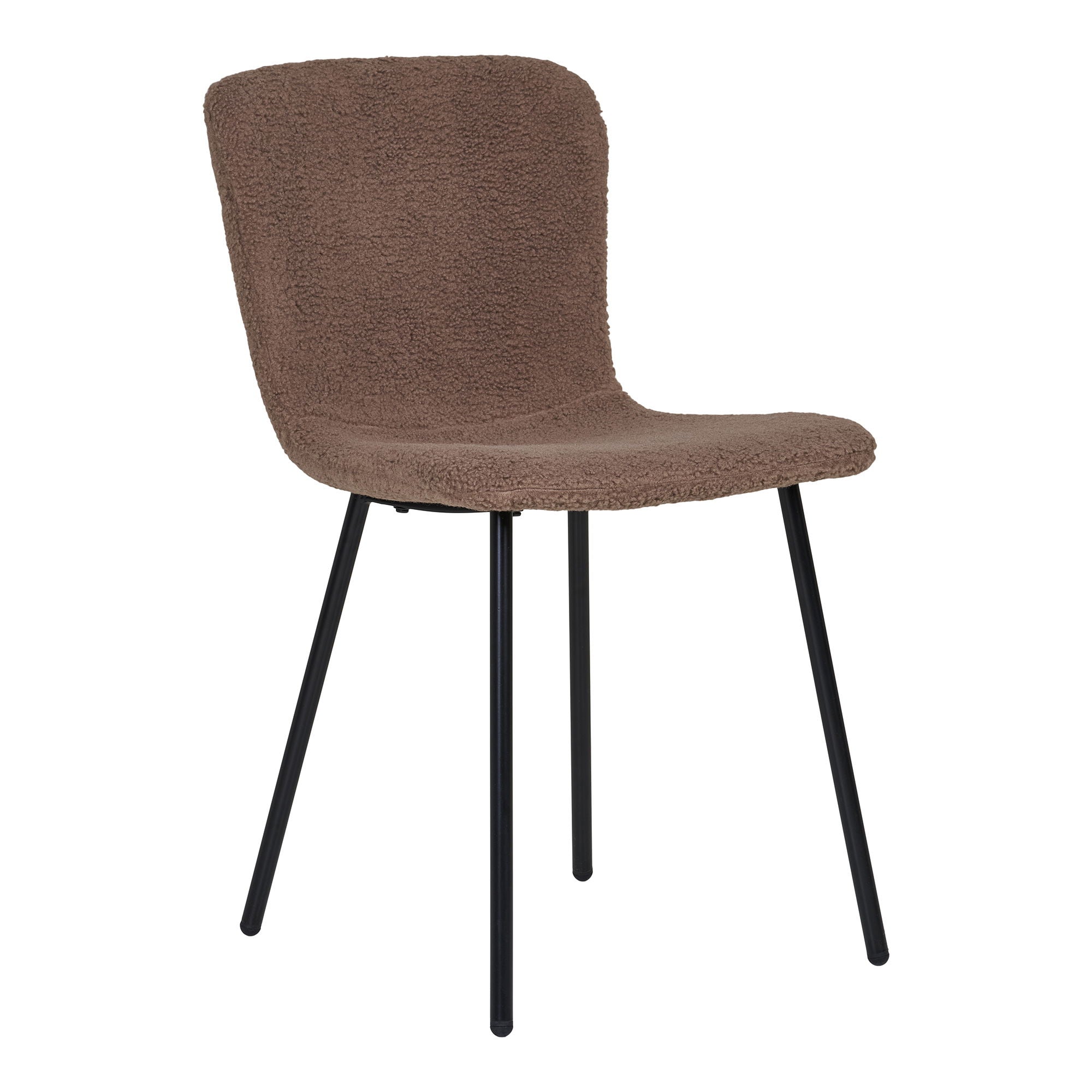 Dining chair, artificial fur, dark brown with black legs, HN1092 (set of 2)