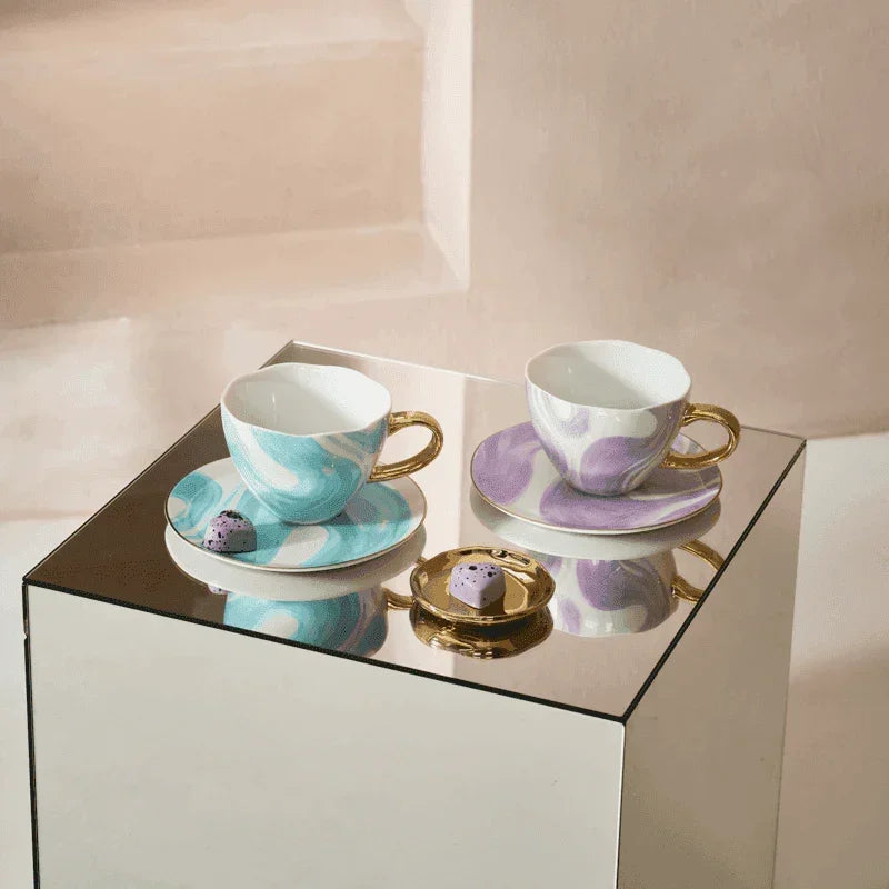 Good Morning cup Cappuccino / Tea Ø11 cm - Emerald Violet (set of 4)