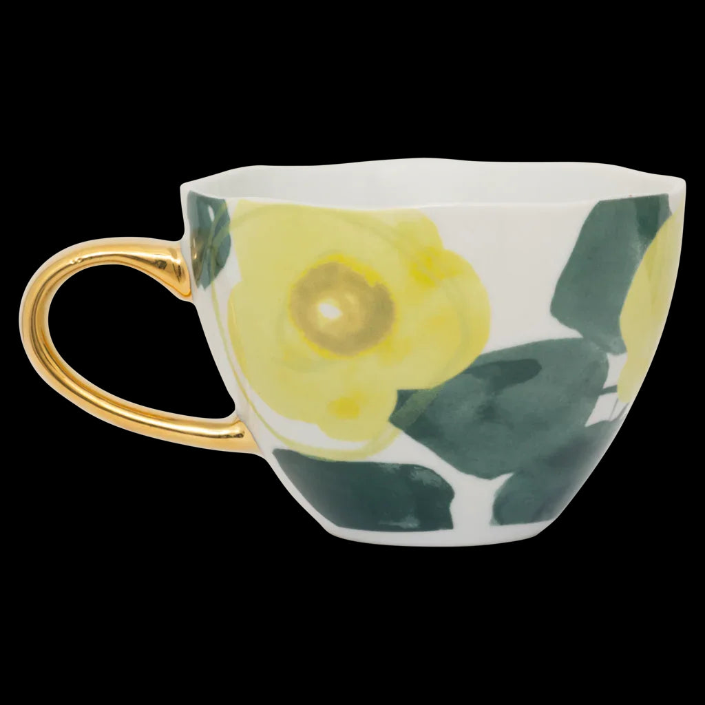 Good Morning cup Cappuccino/Tea Floral Art, Limelight