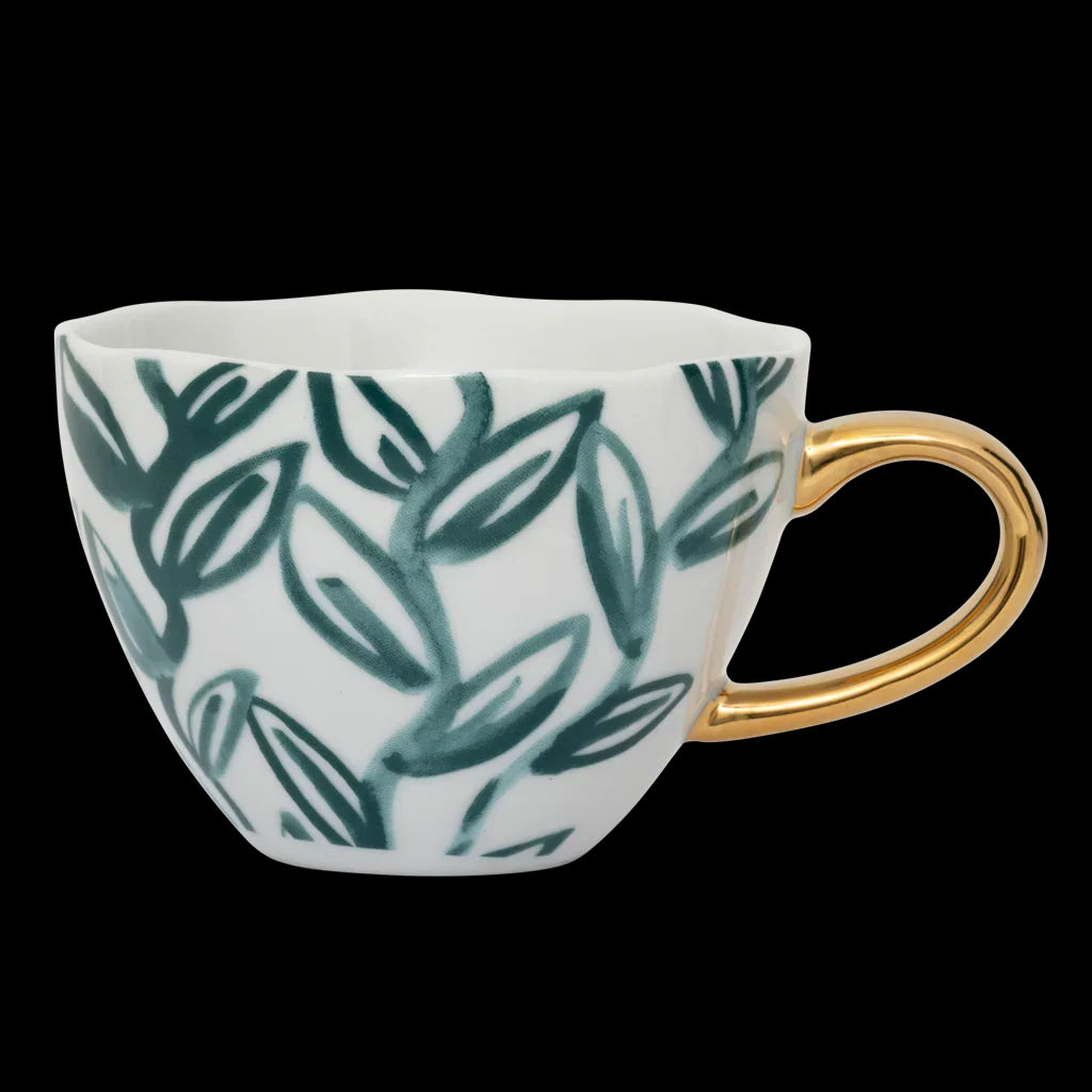 Good Morning cup Cappuccino/Tea Leaves, Aqua