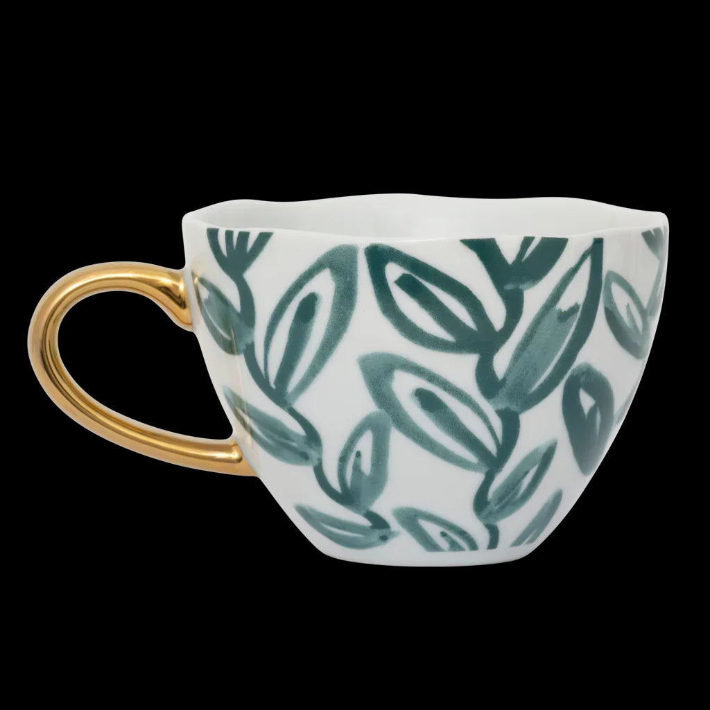 Good Morning cup Cappuccino/Tea Leaves, Aqua