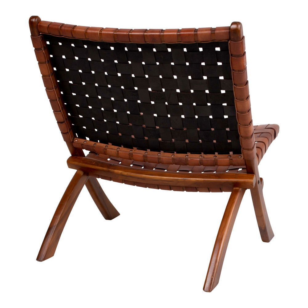 Perugia Folding Chair - Folding Chair with Brown Leather