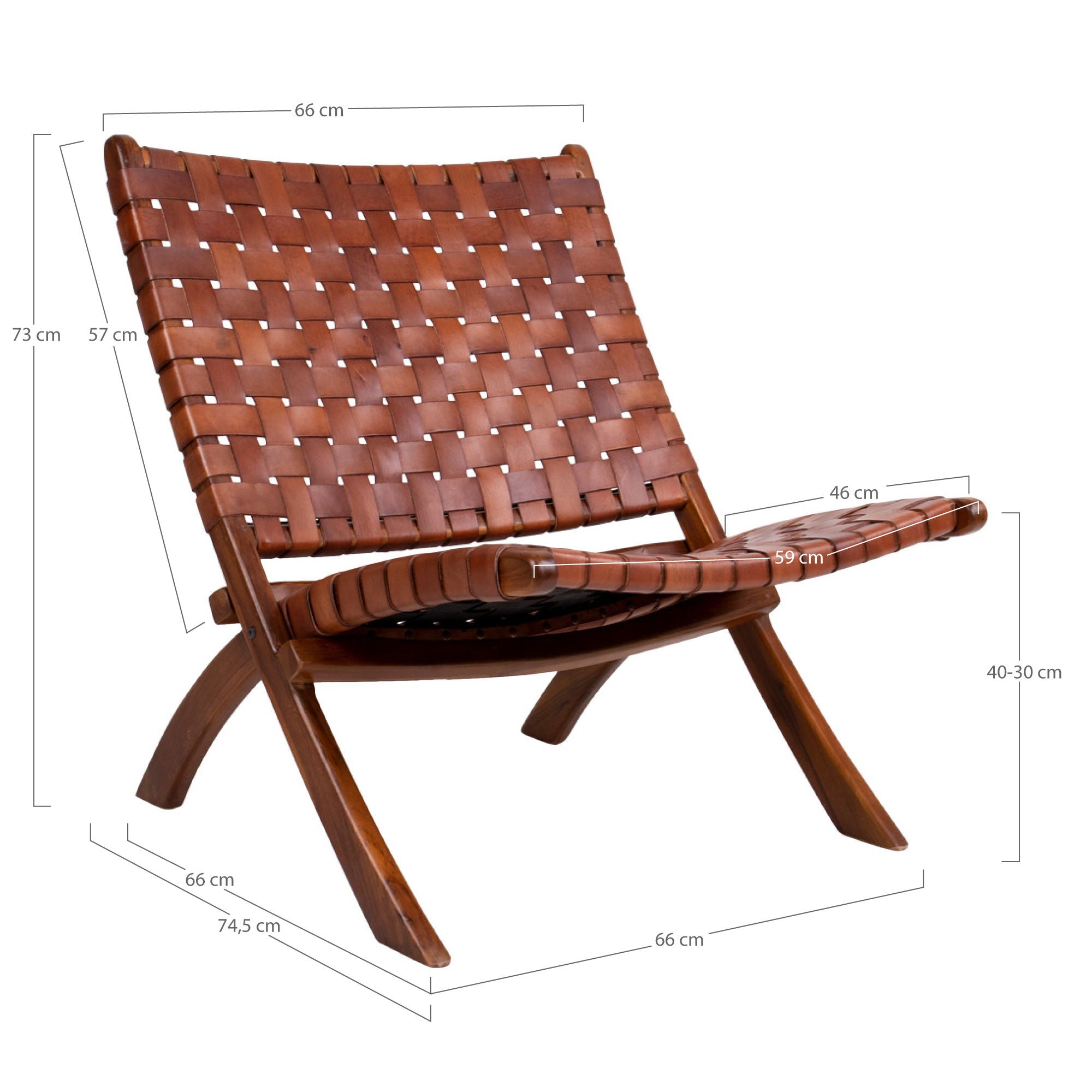 Perugia Folding Chair - Folding Chair with Brown Leather