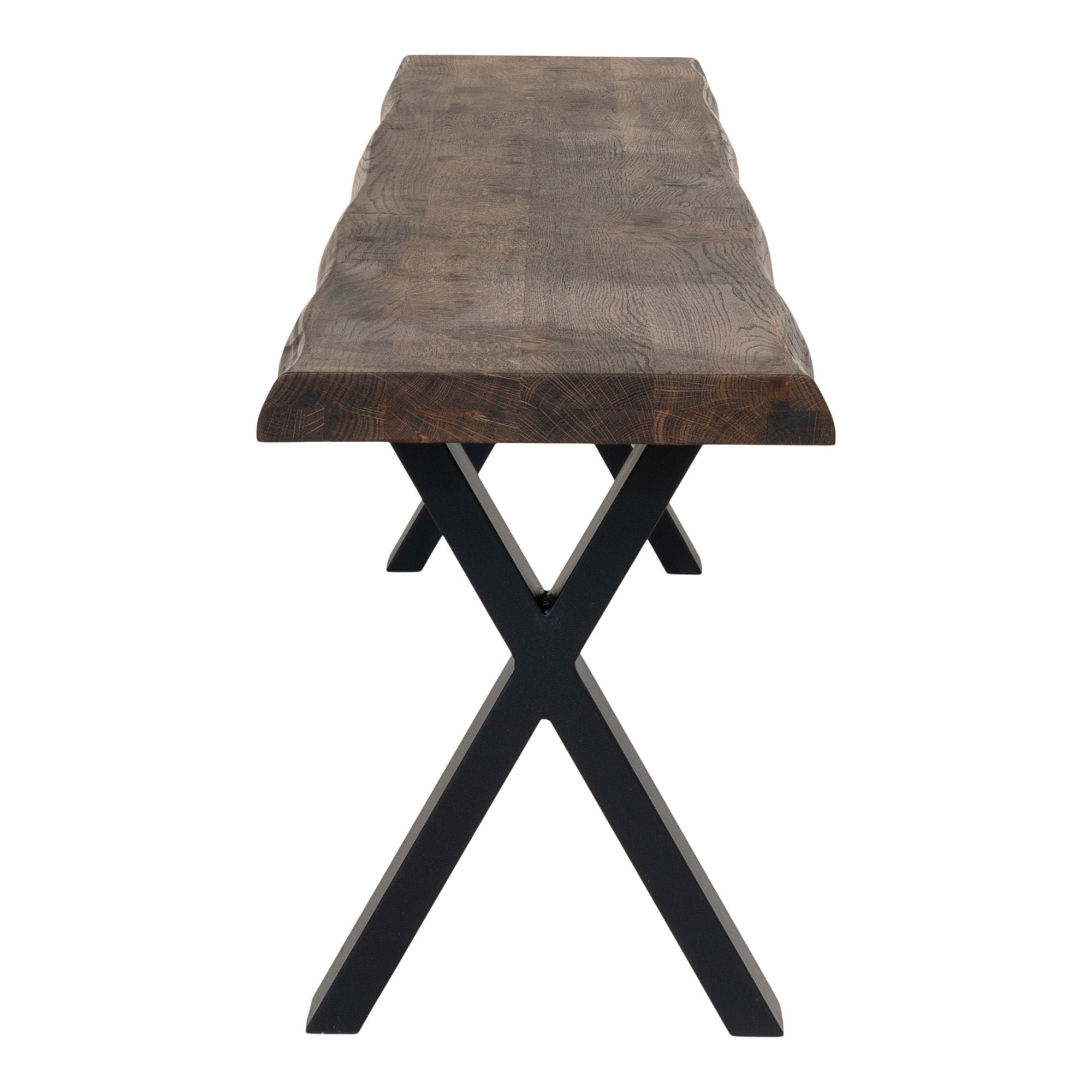 Toulon Bench - Bench in smoked oil oak with wavy edge 180x32 cm