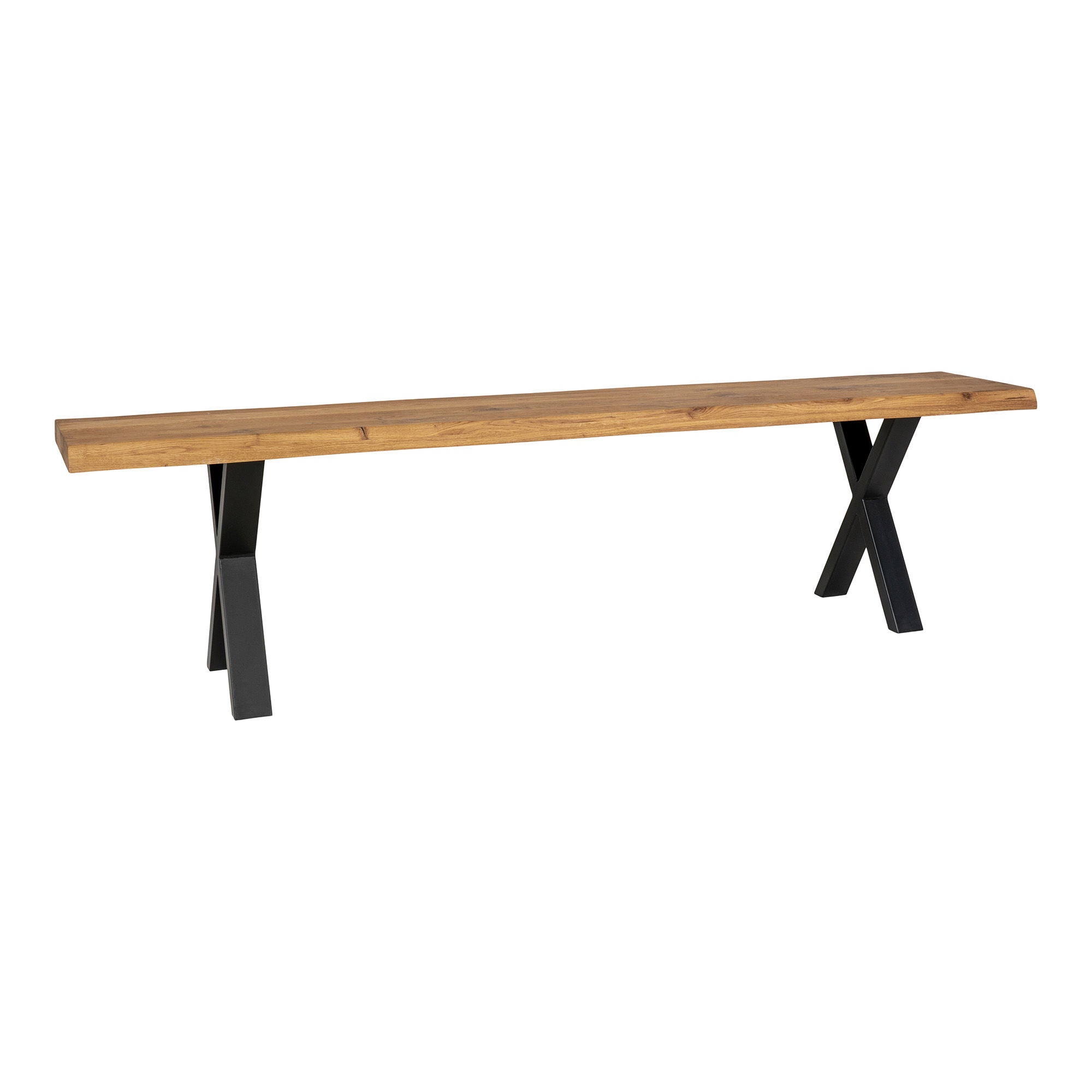 Toulon Bench - Bench in oiled oak with wavy edge 180x32 cm