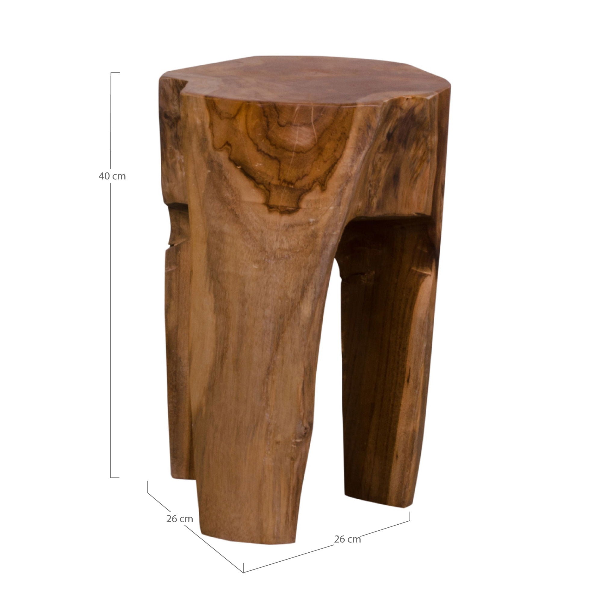 Rose Teak Stool - Stool in teak with 3 legs