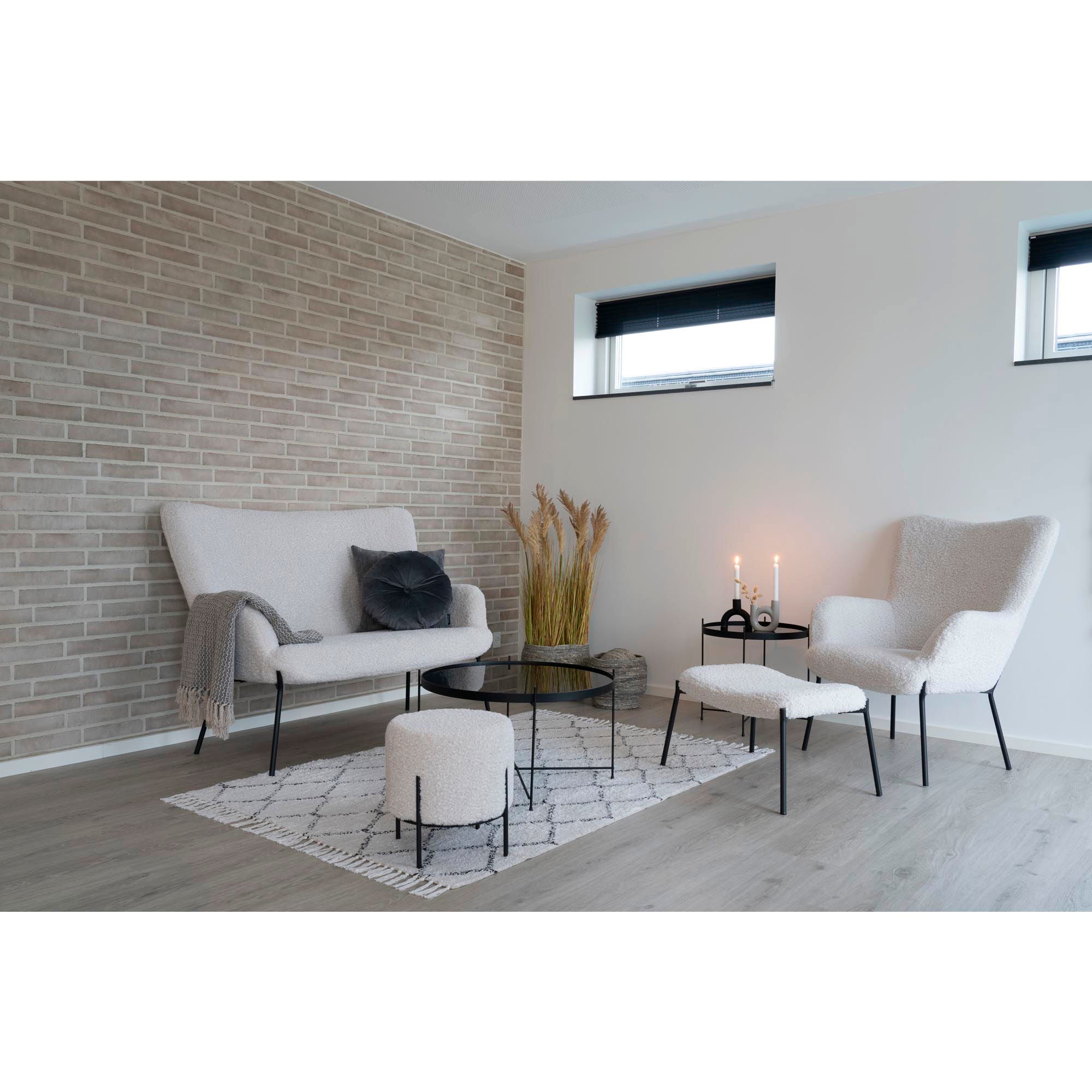 Glasgow Footrest - Footrest in white artificial lambskin with black legs