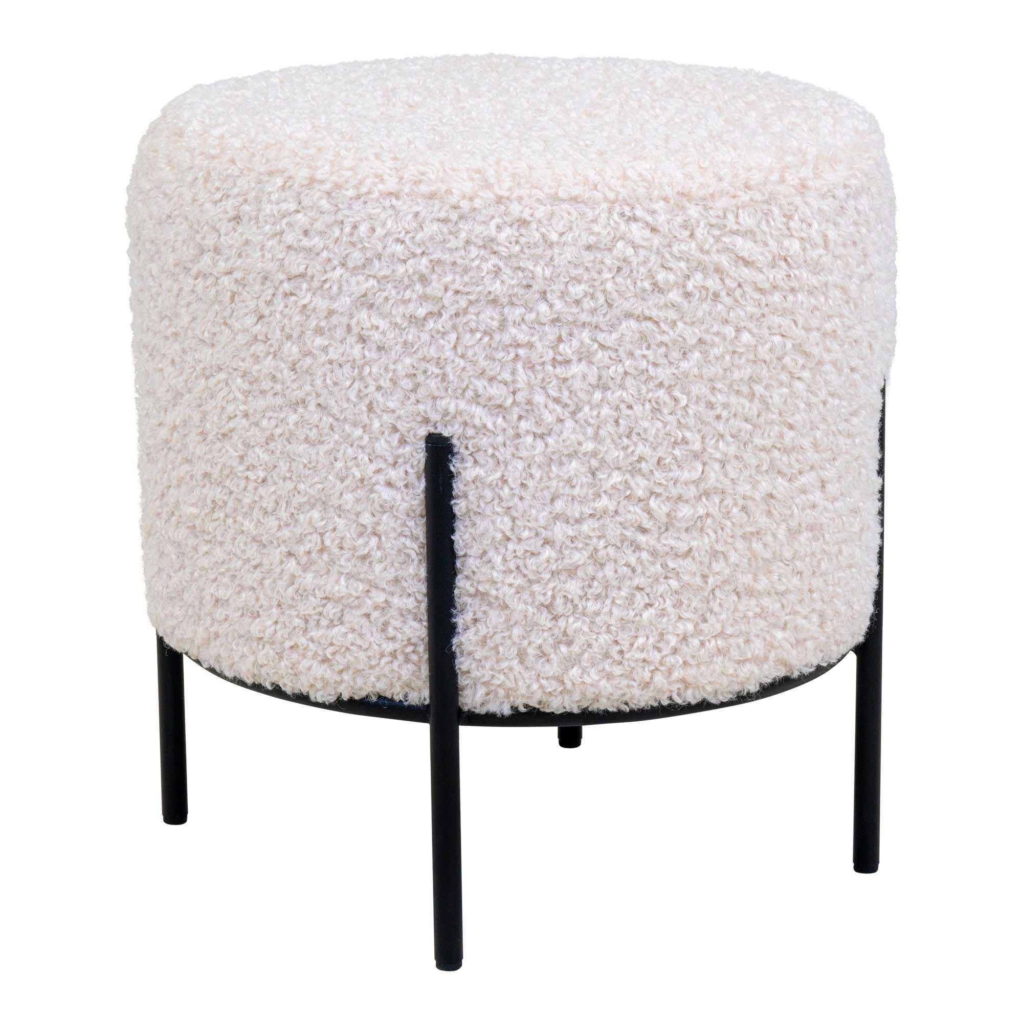 Alford Pouf - Pouf in white artificial lambskin