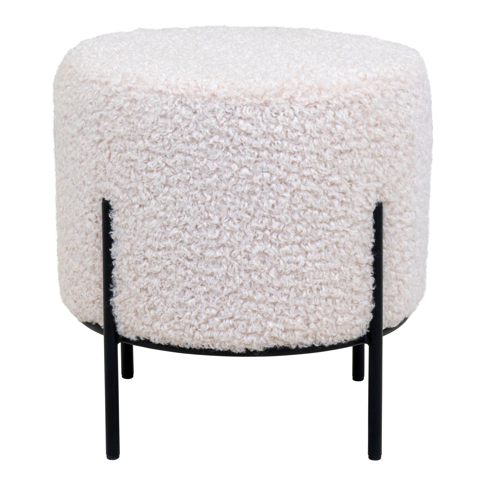 Alford Pouf - Pouf in white artificial lambskin
