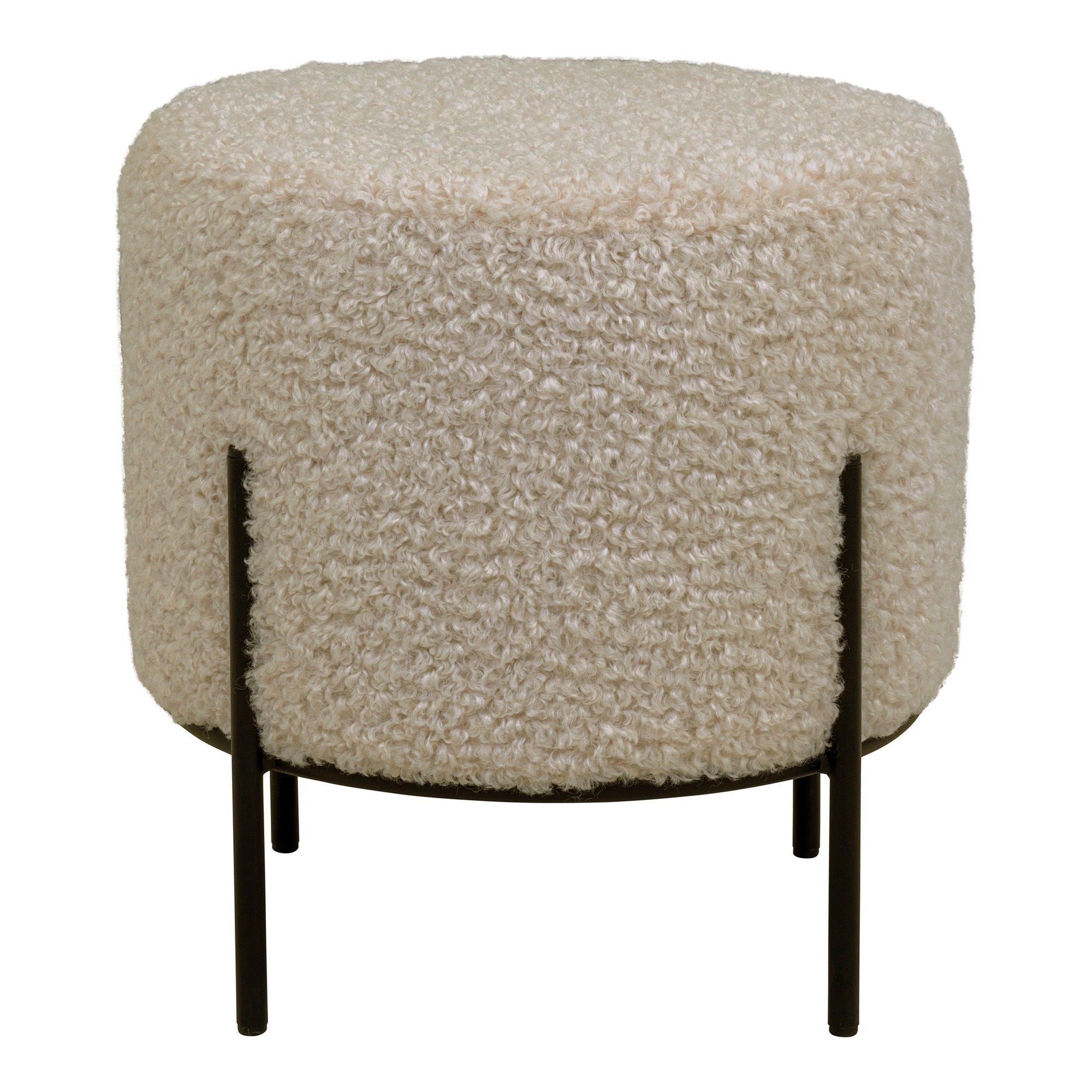 Alford Pouf - Pouf in grey-brown artificial lambskin