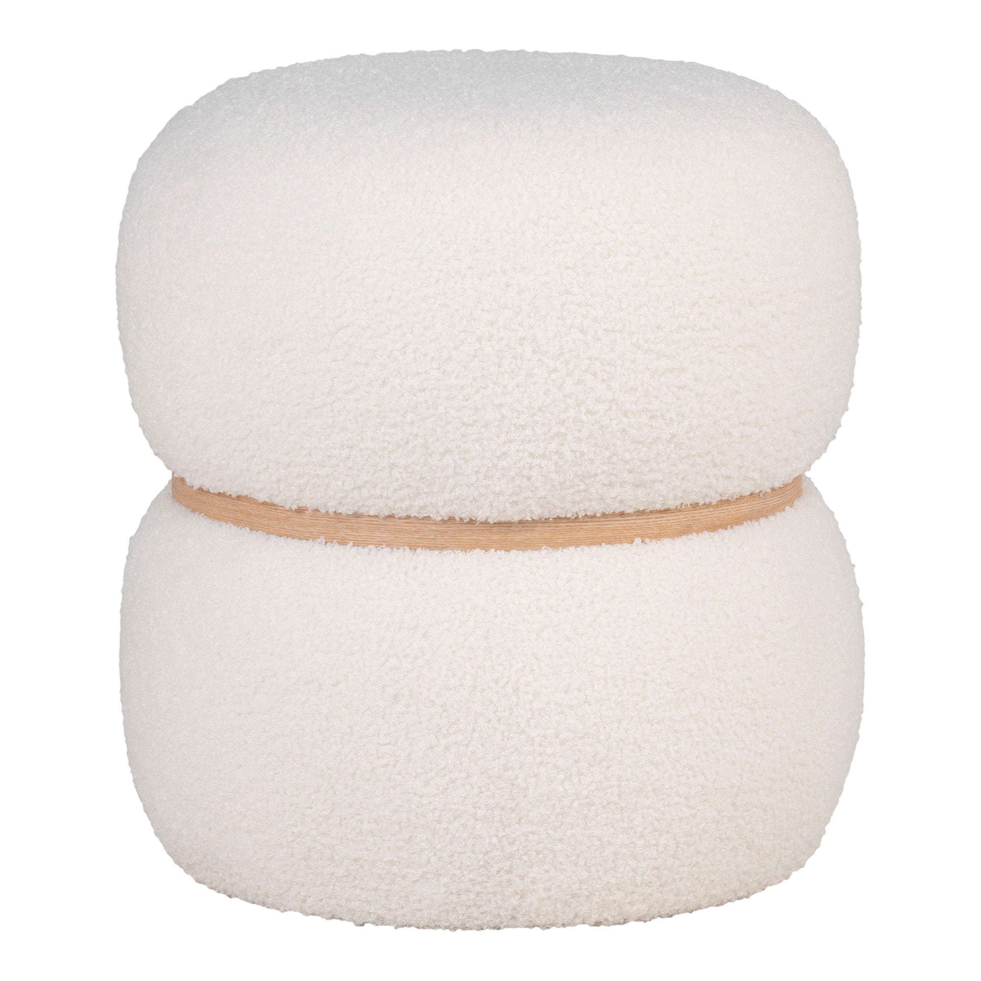 Milford Pouf - Pouf in bouclé, white, Ø38x41 cm