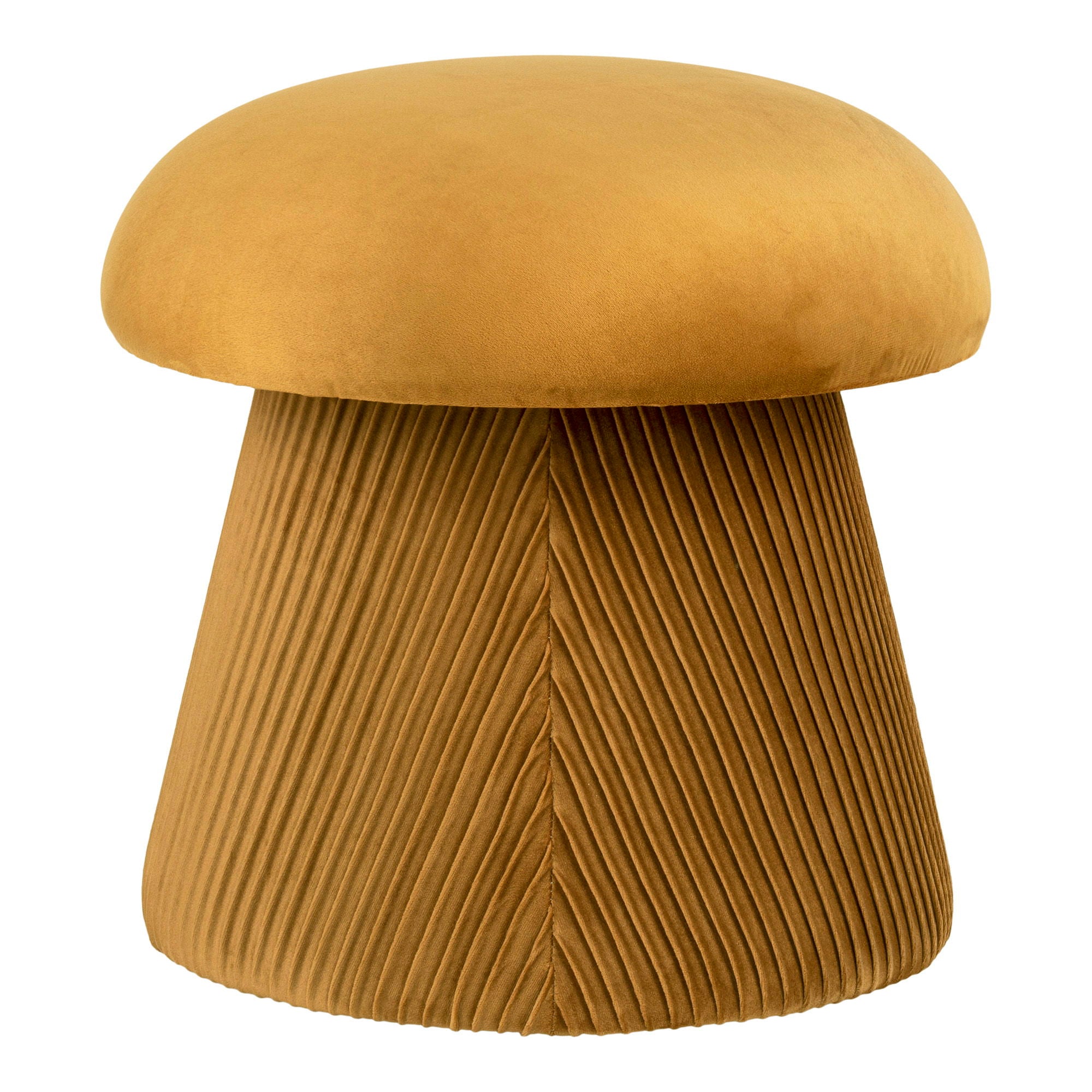 Hampton Pouf  - Pouf in velvet, ocher, Ø39x42 cm
